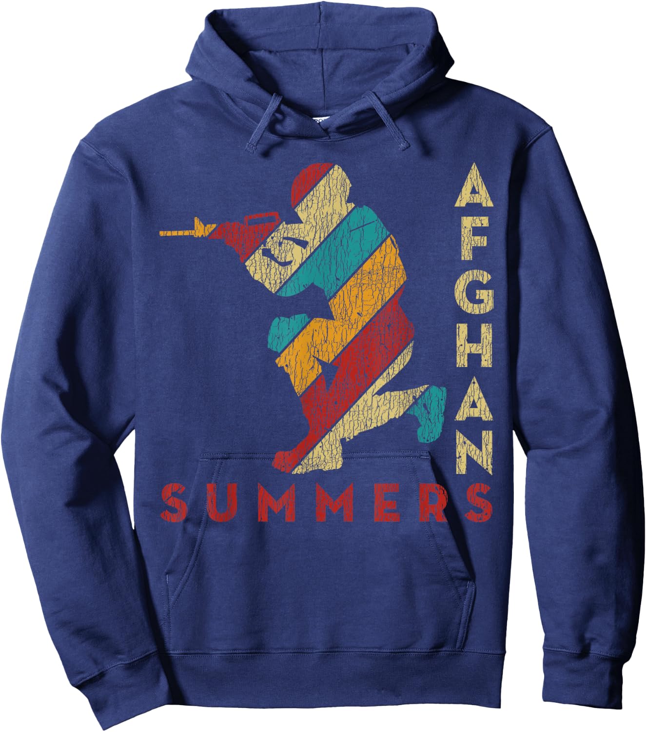 Vintage Soldier Afghan Summers Support Army Military Veteran Hoodie - Hoodie | Navy