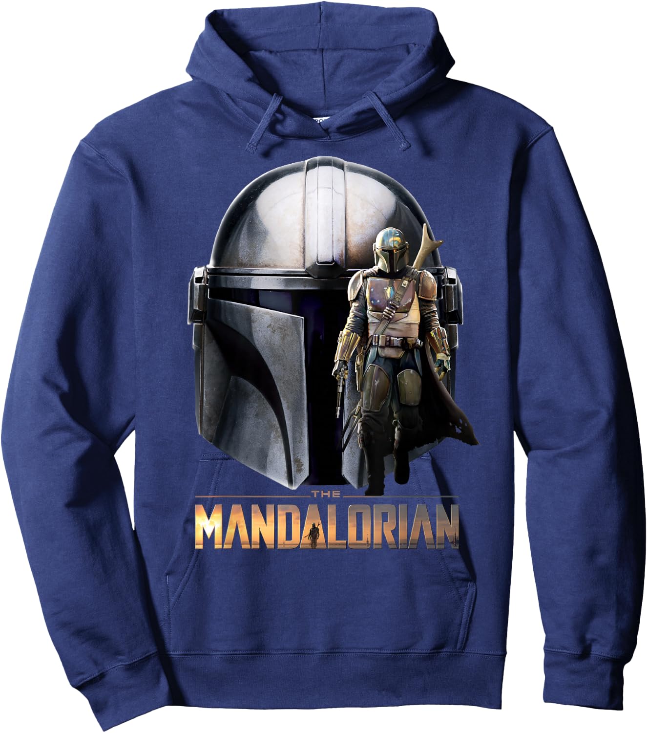 Star Wars The Mandalorian Helmet Portrait Mashup Hoodie - Hoodie | Navy