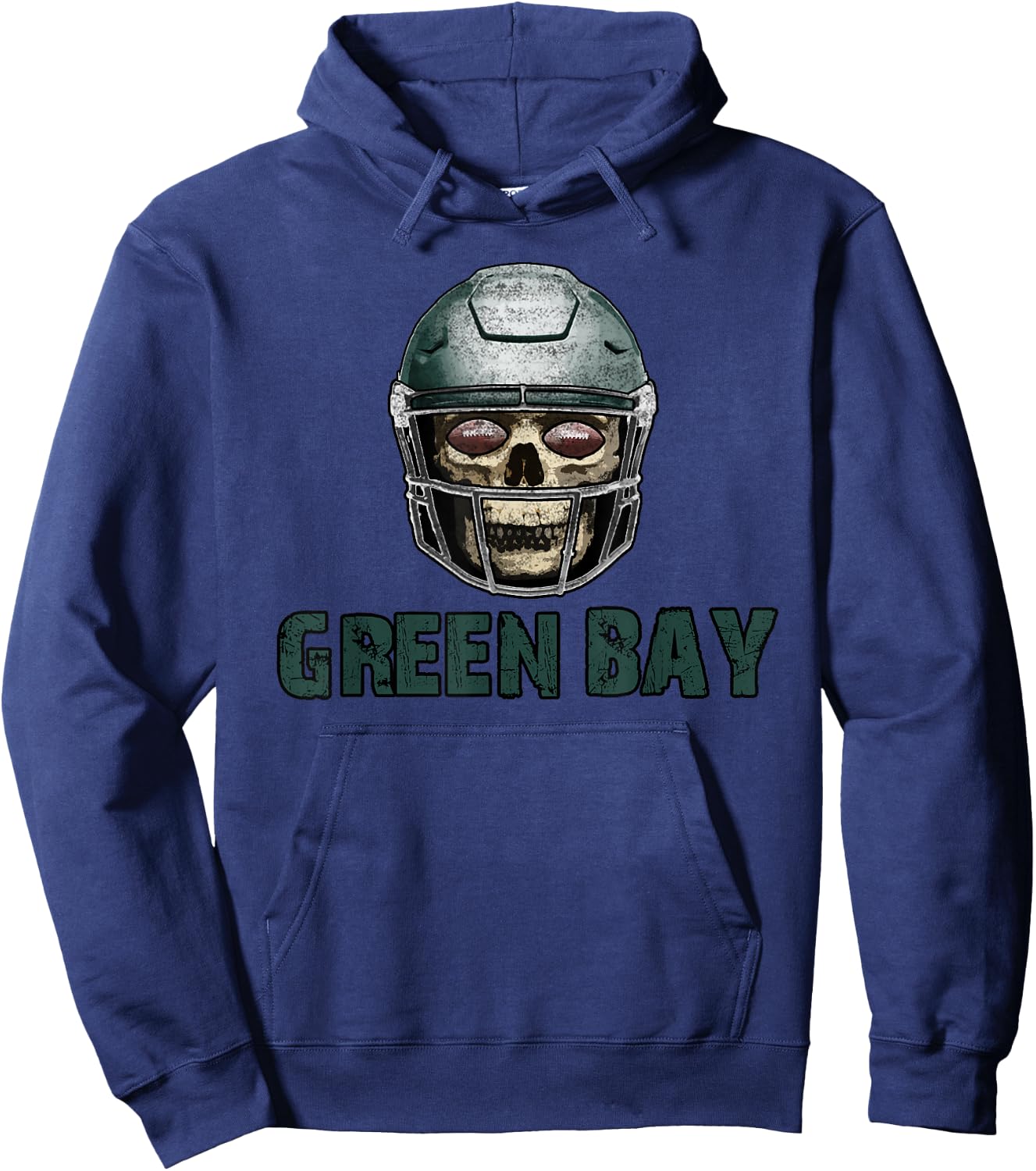 Green Bay Football Skull in Helmet Hoodie - Hoodie | Navy