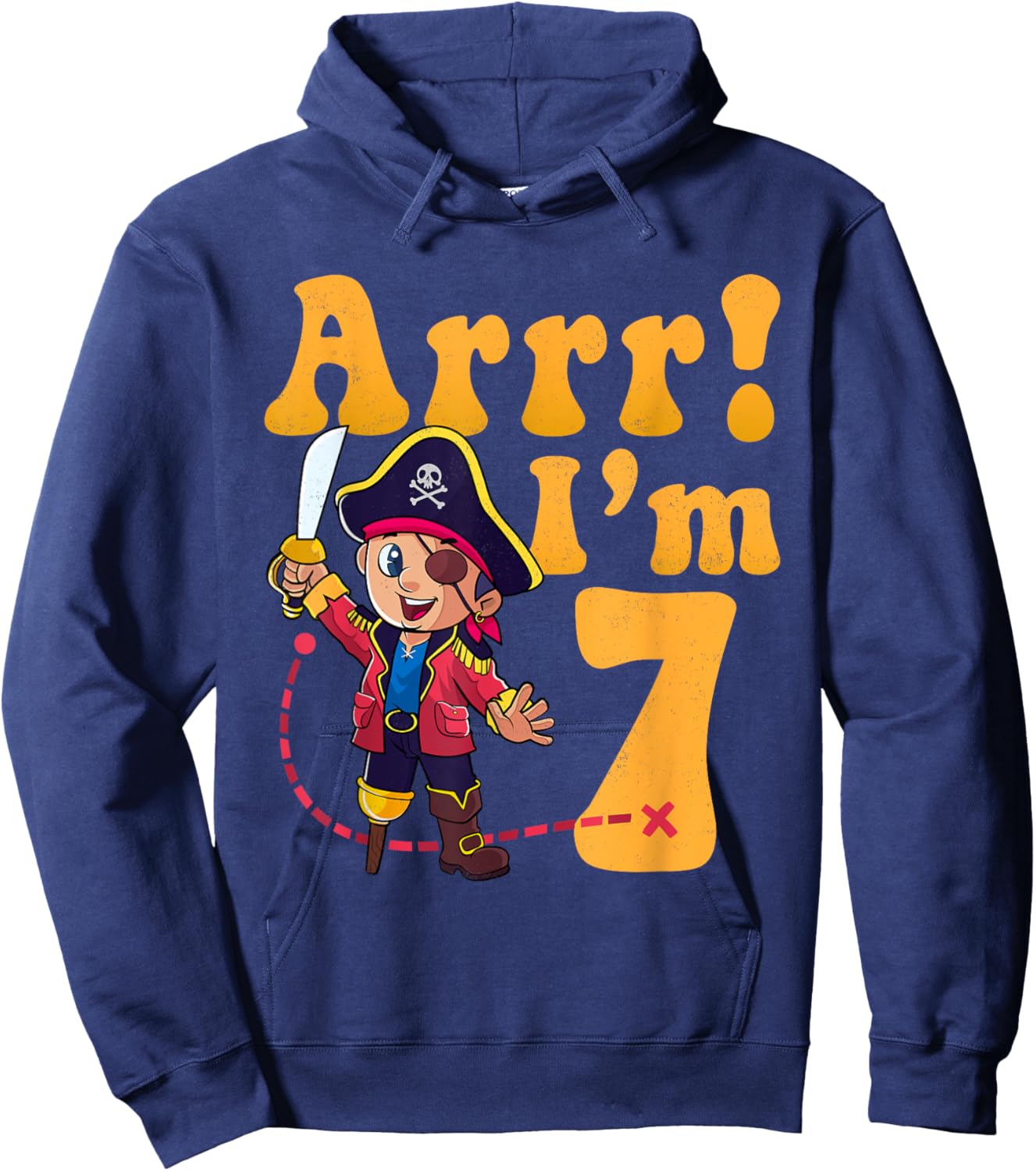 Kids 7th Pirate Birthday Party Arrr I'm 7 Seven Years Old Hoodie - Hoodie | Navy