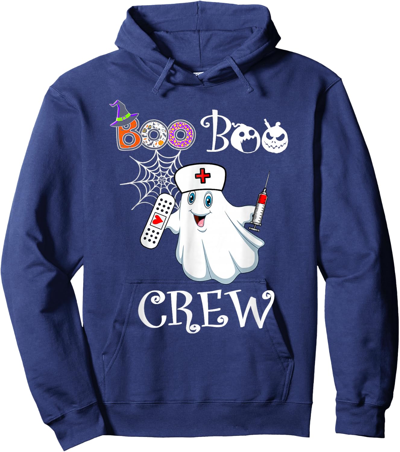 Boo Boo Crew Funny Ghost Paramedic EMT EMS Nurse Halloween Hoodie - Hoodie | Navy