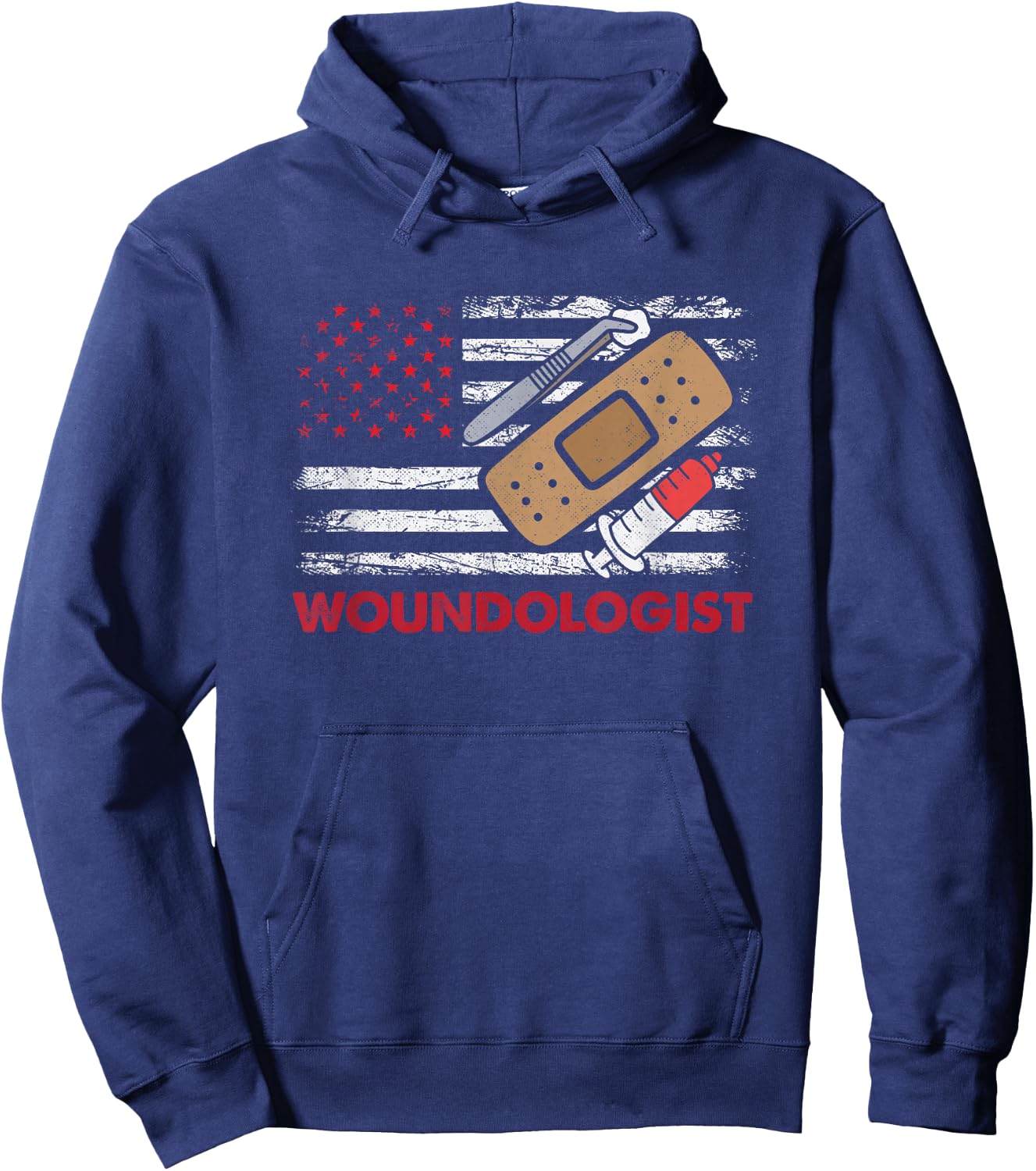 Wound Care Nurse Woundologist American Flag Ostomy Nurse Hoodie - Hoodie | Navy