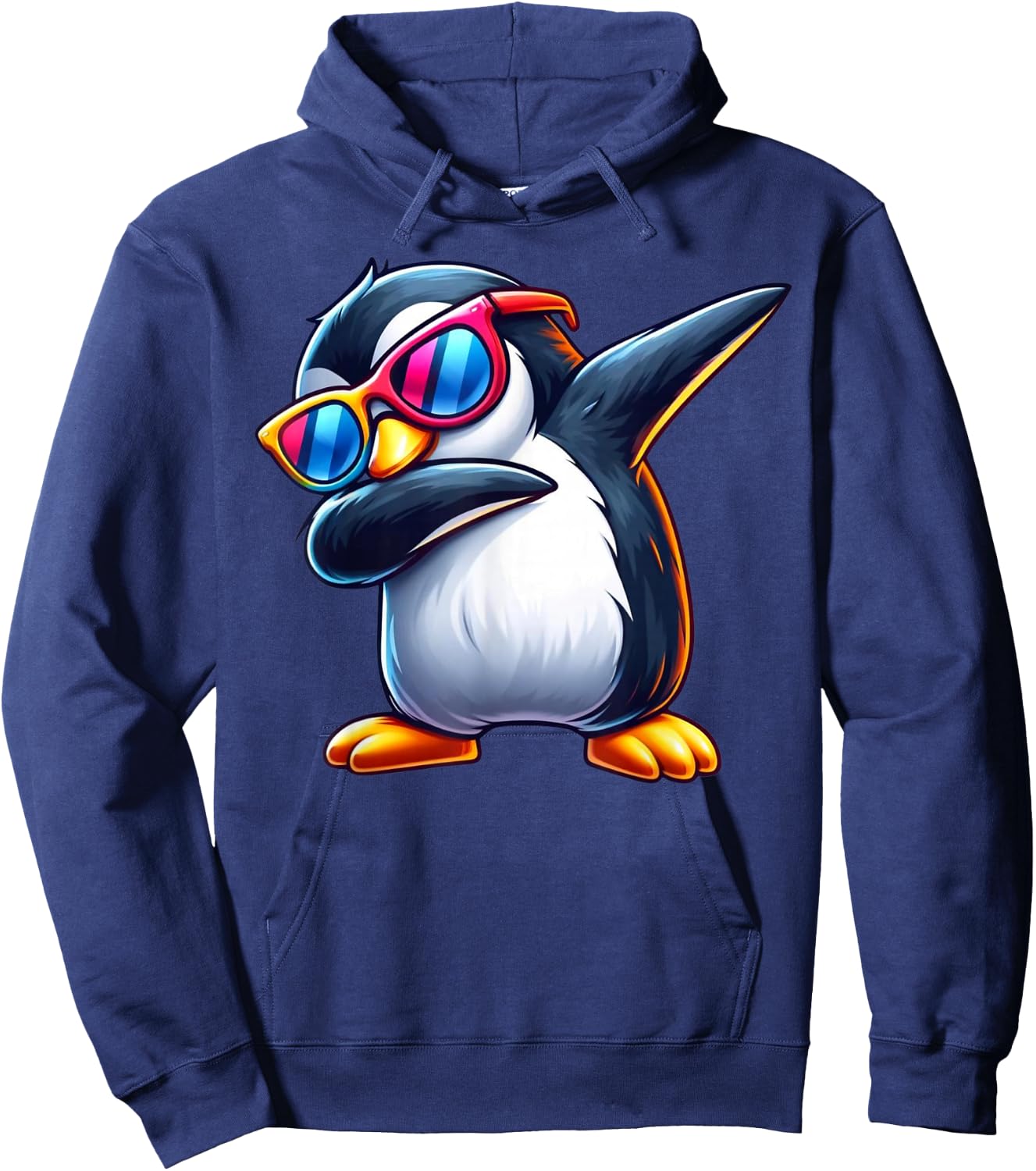 Unique Penguin Lover Apparel & Home Decor Shop -Adults & Kids Funny Dabbing Penguin Wearing Sunglasses Animal Lover Black Hoodie - Hoodie | Navy