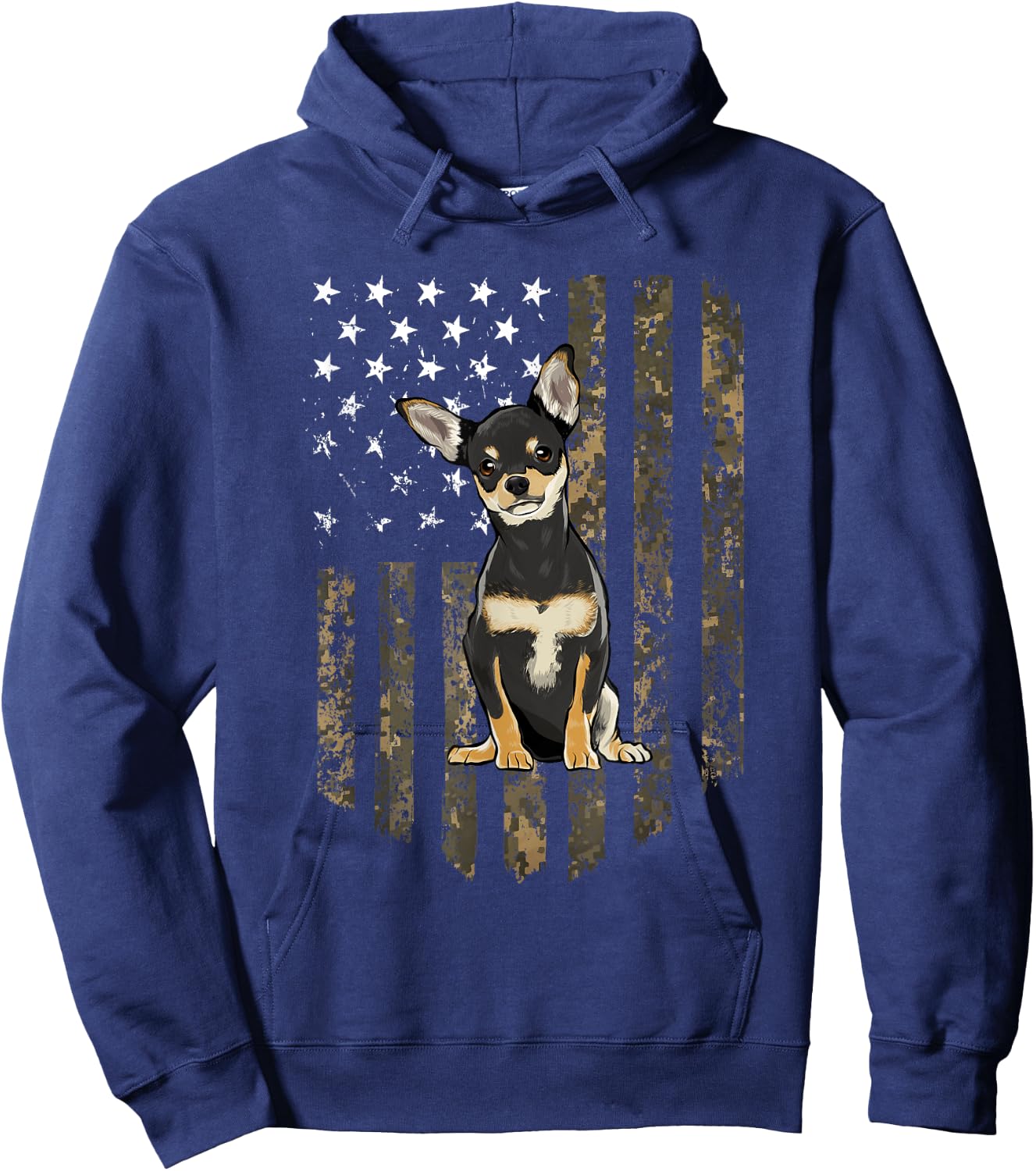 Camo American Flag Black Chihuahua 4th Of July USA Men Hoodie - Hoodie | Navy