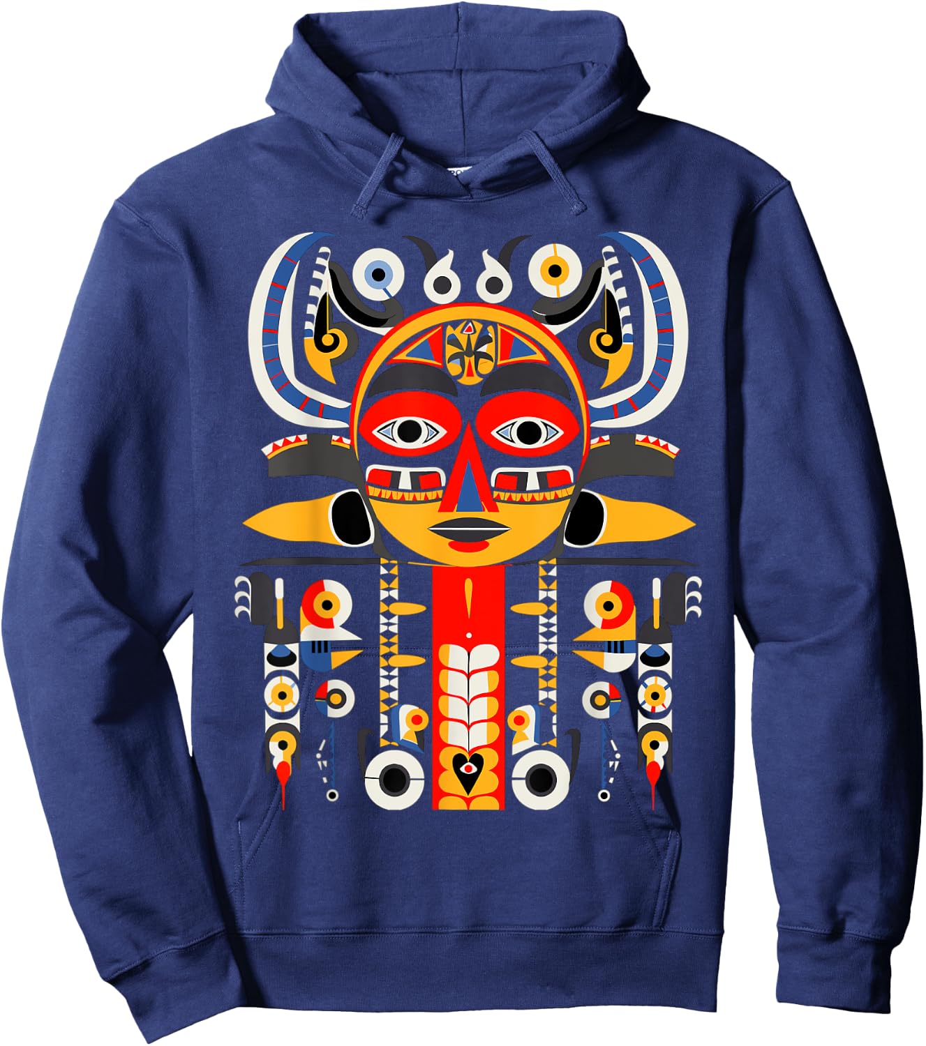 Totem Pole in Pacific Northwest Coastal Art Style Hoodie - Hoodie | Navy
