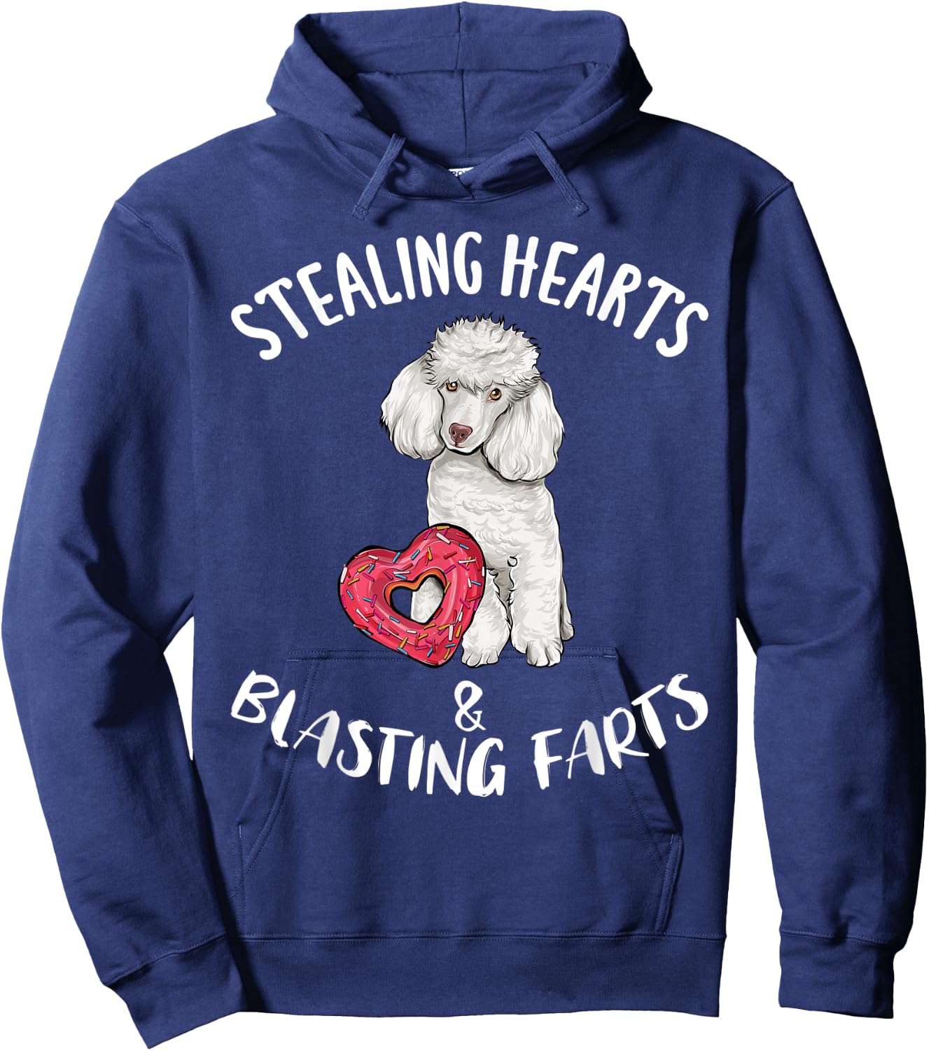 Stealing Hearts Blasting Farts Poodle Valentines Day Hoodie - Hoodie | Navy