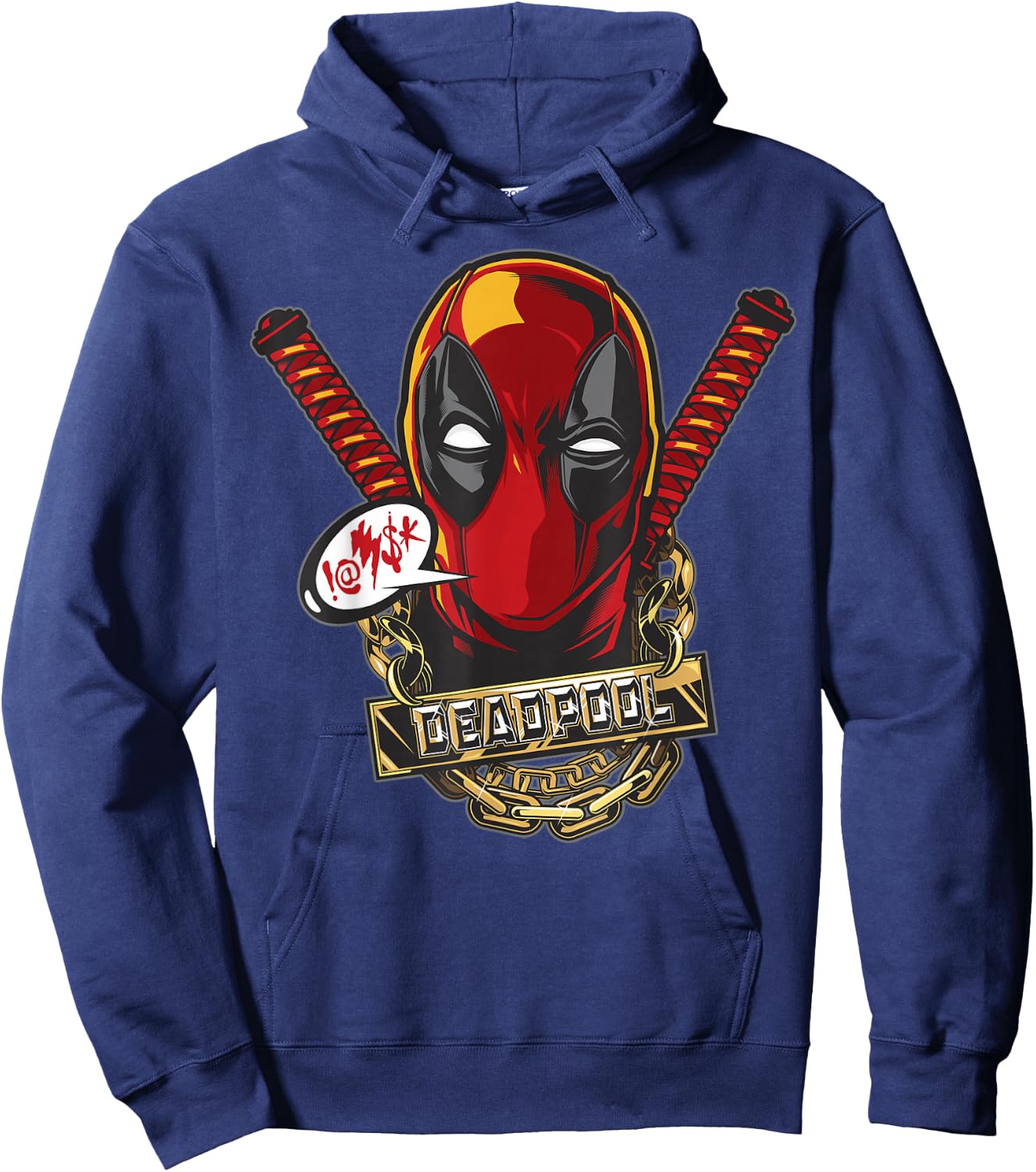 Marvel Deadpool Gold Plated Portrait Hoodie - Hoodie | Navy