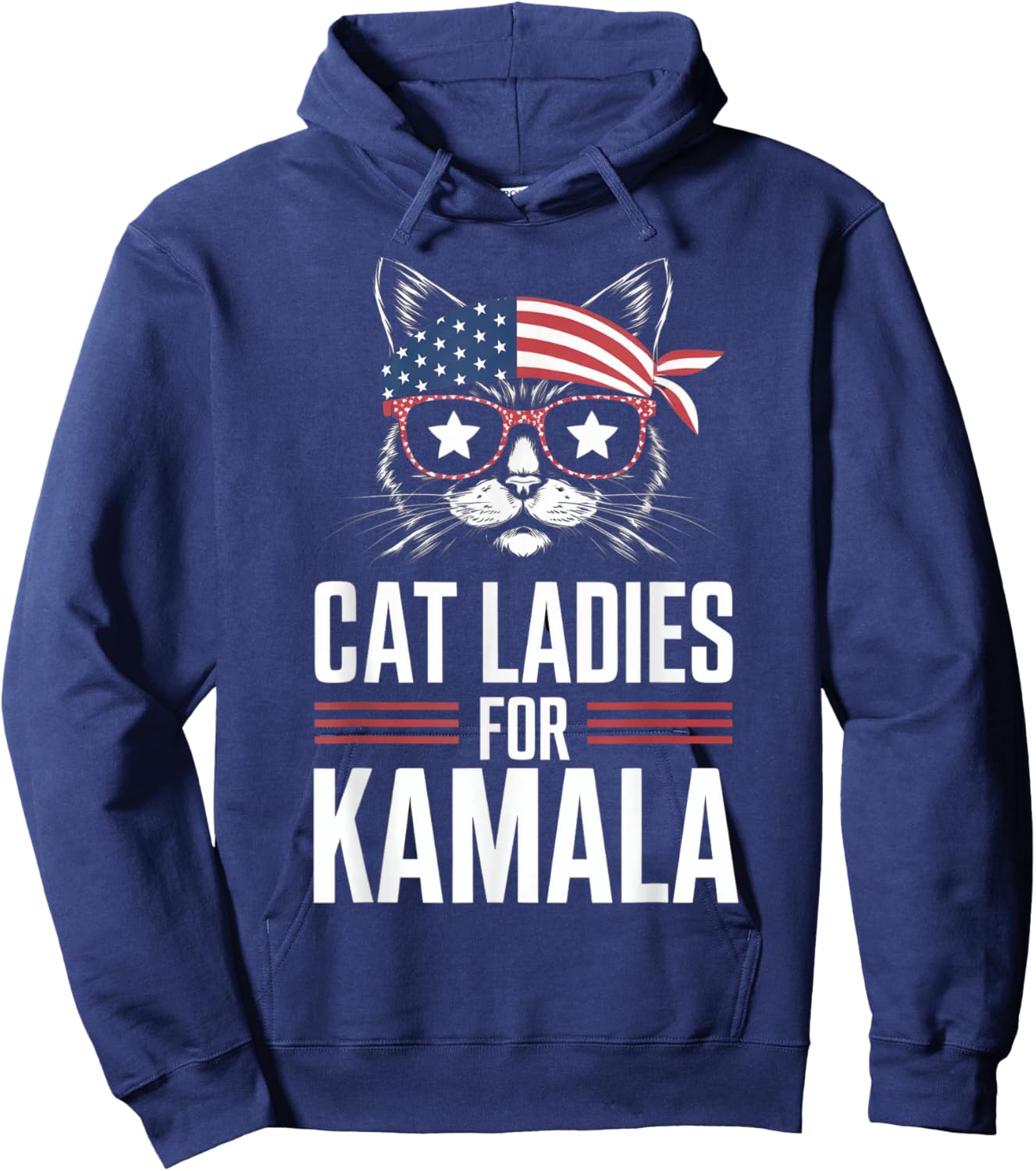 Cat Ladies for Kamala Funny Cat 2024 President Kamala-Harris Hoodie - Hoodie | Navy