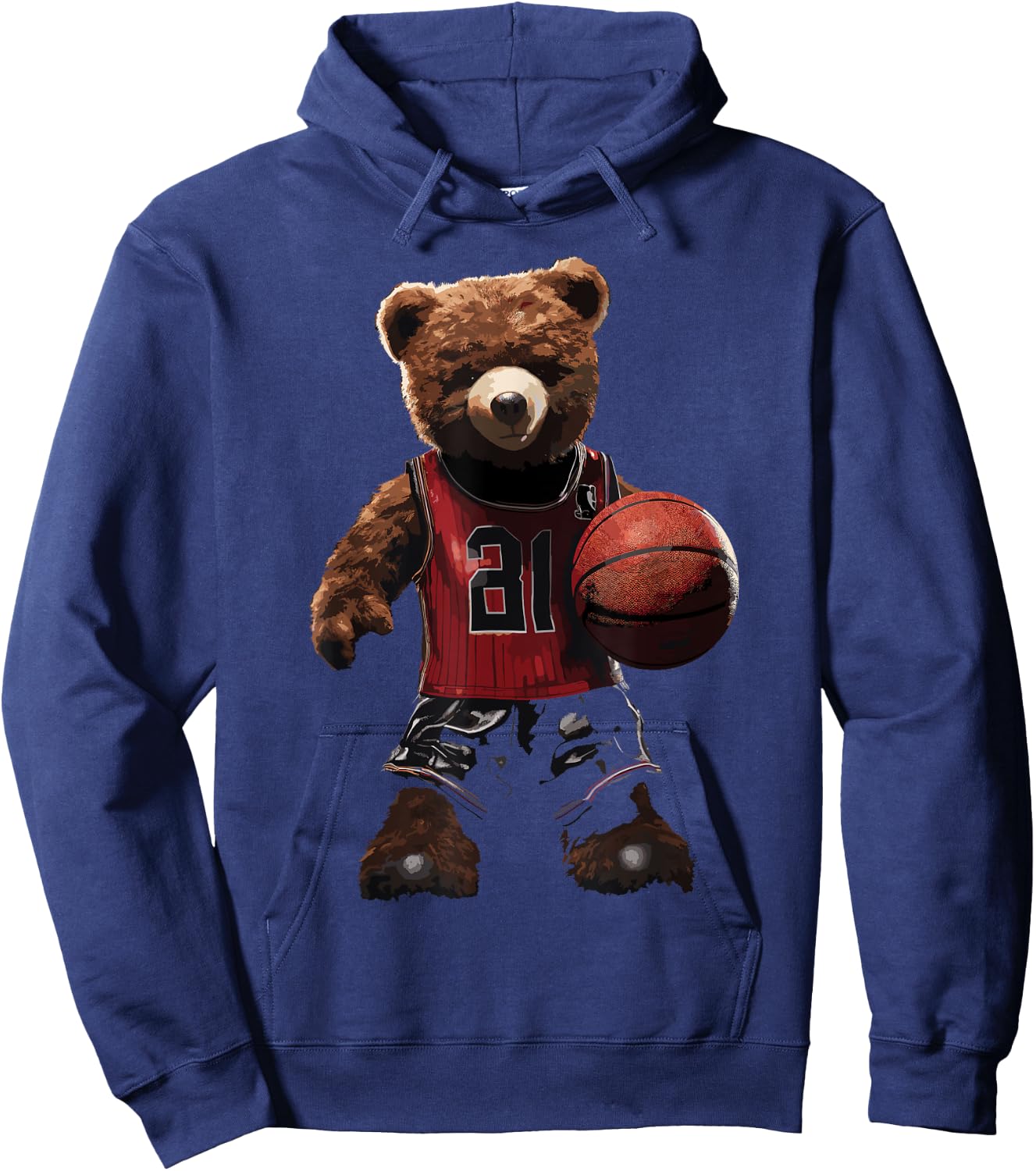 Cute teddy bear playing basketball Sport Women Kids Hoodie - Hoodie | Navy