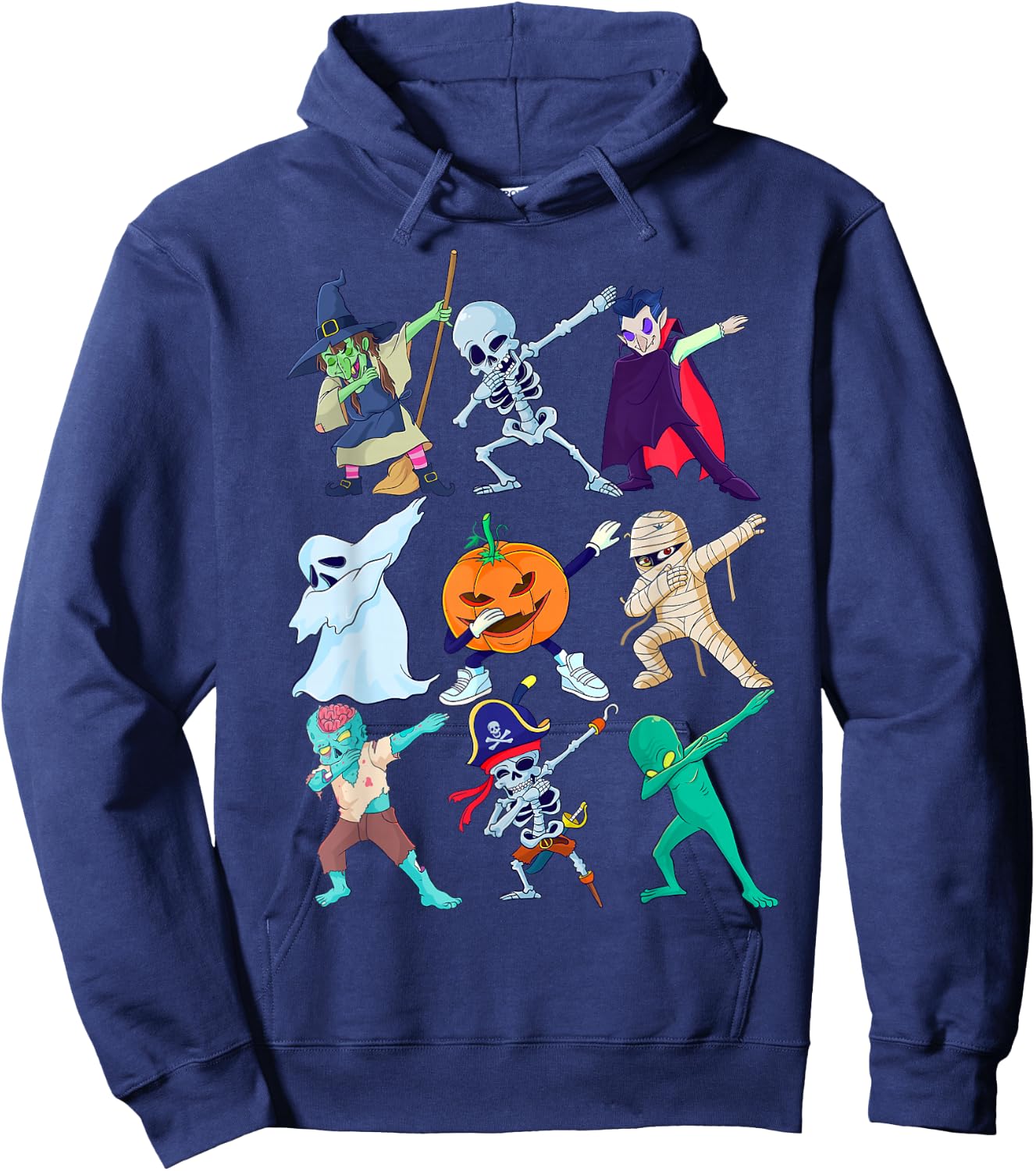 Dabbing Halloween Boys Skeleton Toddler Kids Scary Pumpkin Hoodie - Hoodie | Navy