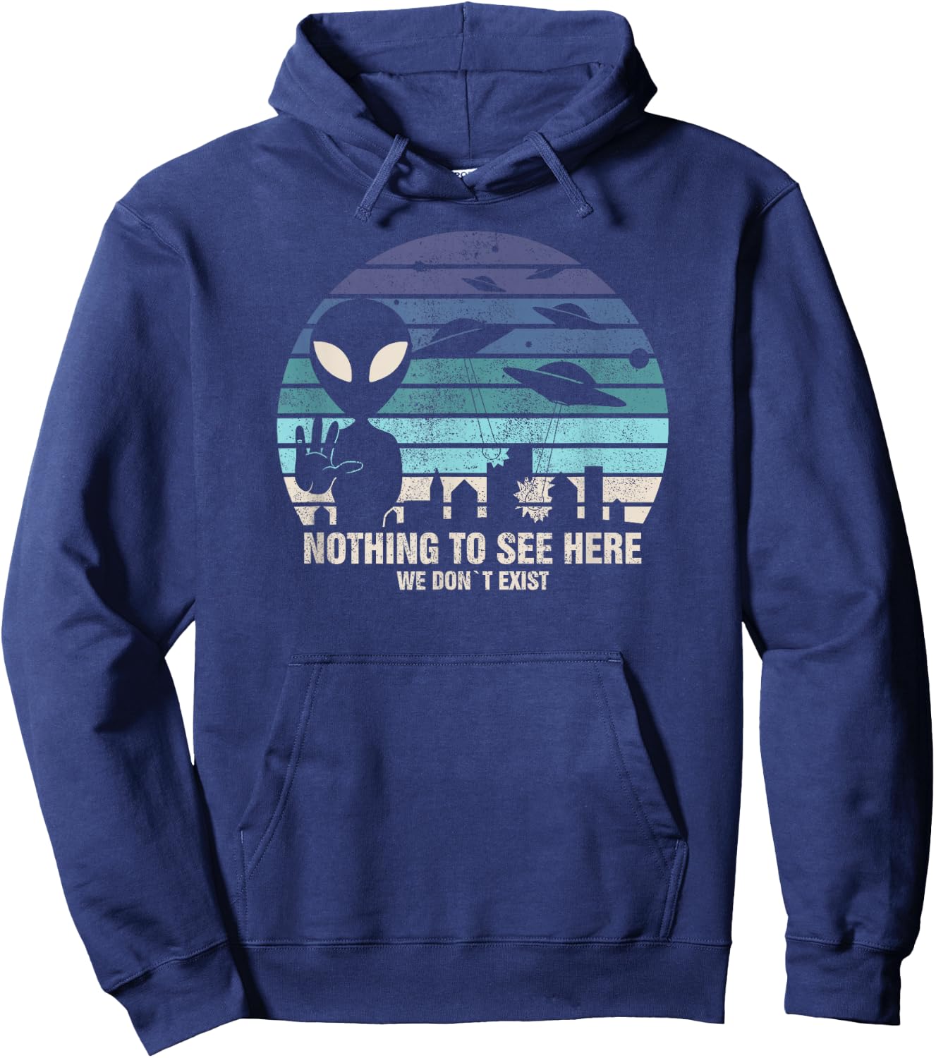 Aliens Nothing To See Here I UFO Alien Roswell Hoodie - Hoodie | Navy