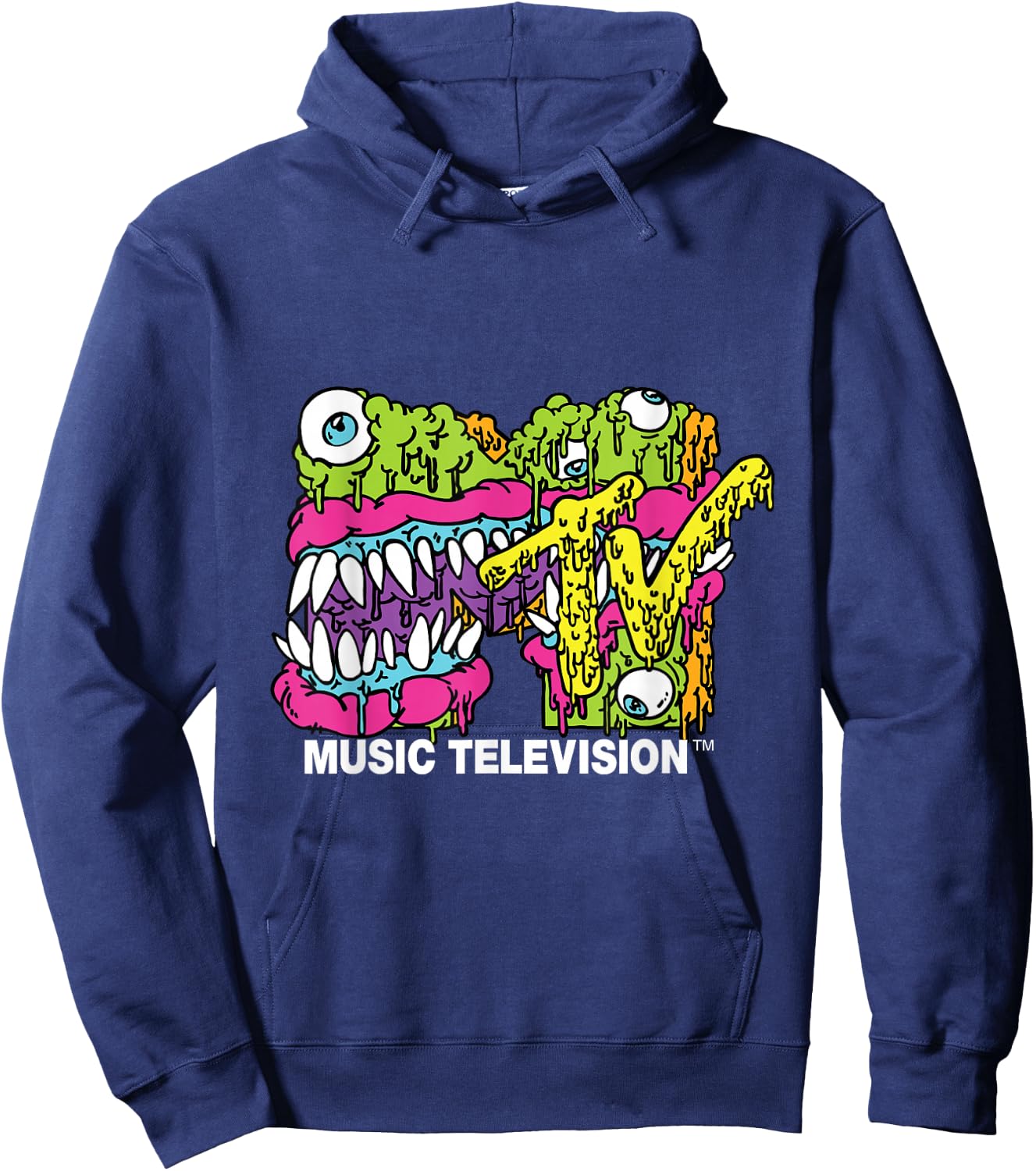 MTV Classic Logo Monster Design Hoodie - Hoodie | Navy