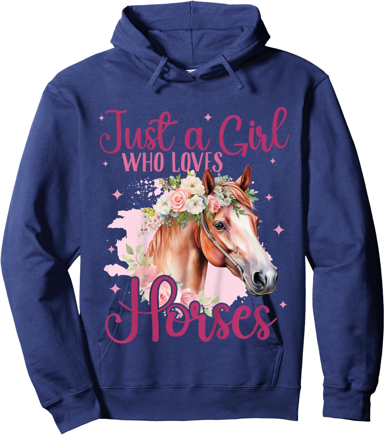 Kids Just a girl who loves Horses Riding Horse Lover Horse Girl Hoodie - Hoodie | Navy