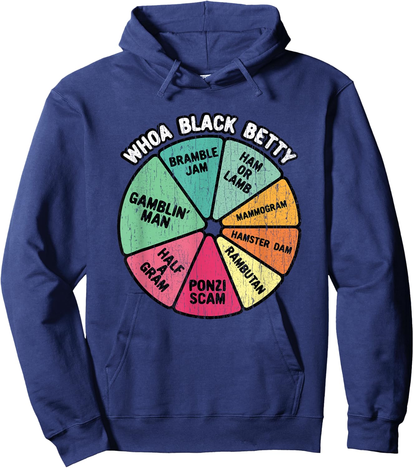 Whoa Black Betty - Funny 70's Classic Rock Music Pie Chart Hoodie - Hoodie | Navy
