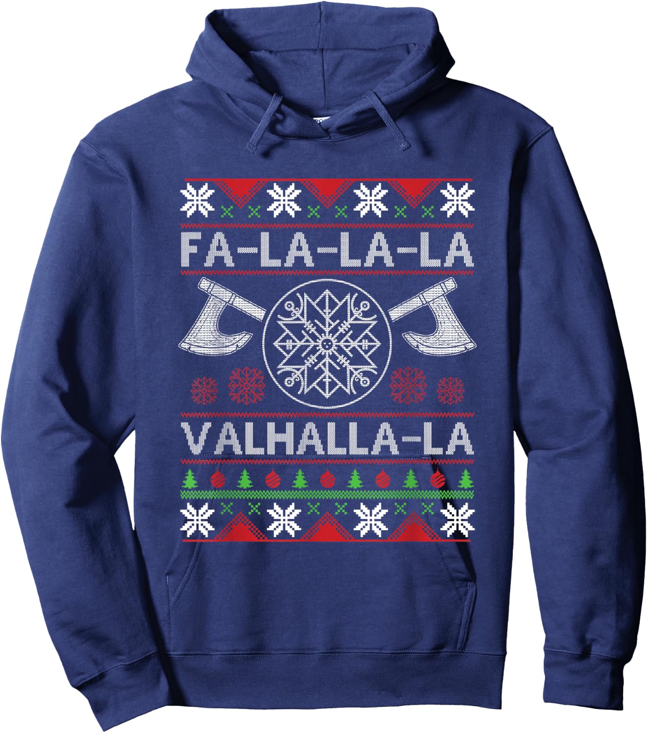 Fa-La-La-La Valhalla-La Viking God Ugly Christmas Design Hoodie - Hoodie | Navy