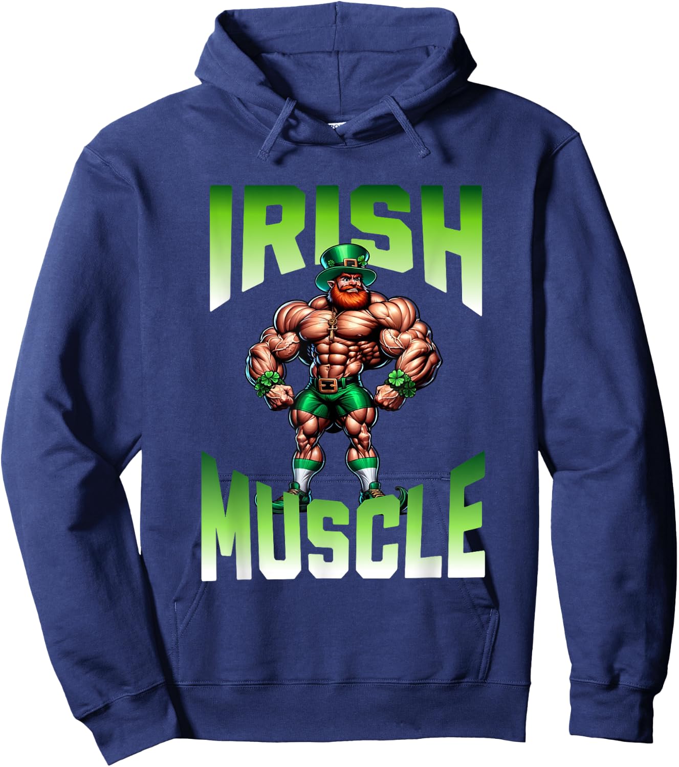 Irish Muscle Leprechaun Gym Workout Green Celebrations Hoodie - Hoodie | Navy