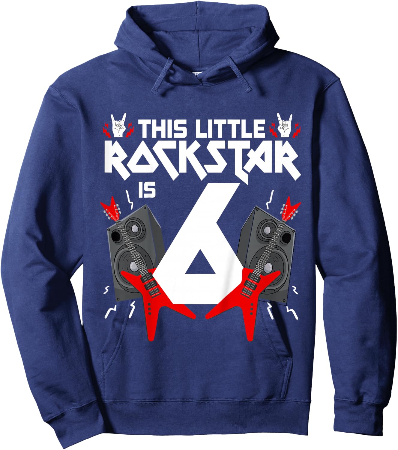 6 Year Old Rock And Roll Star Birthday Party Guitar 6th Gift Hoodie - Hoodie | Navy