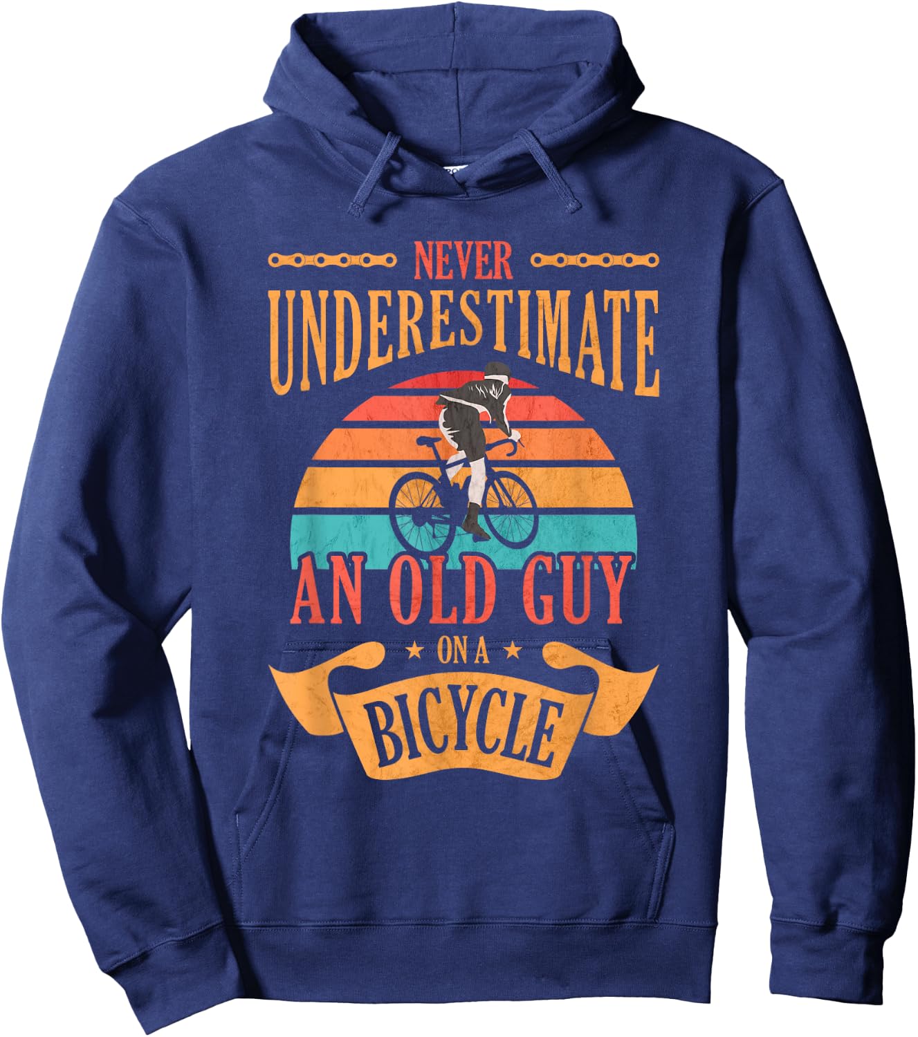 Never Underestimate An Old Guy On A Bicycle Cycling Hoodie - Hoodie | Navy