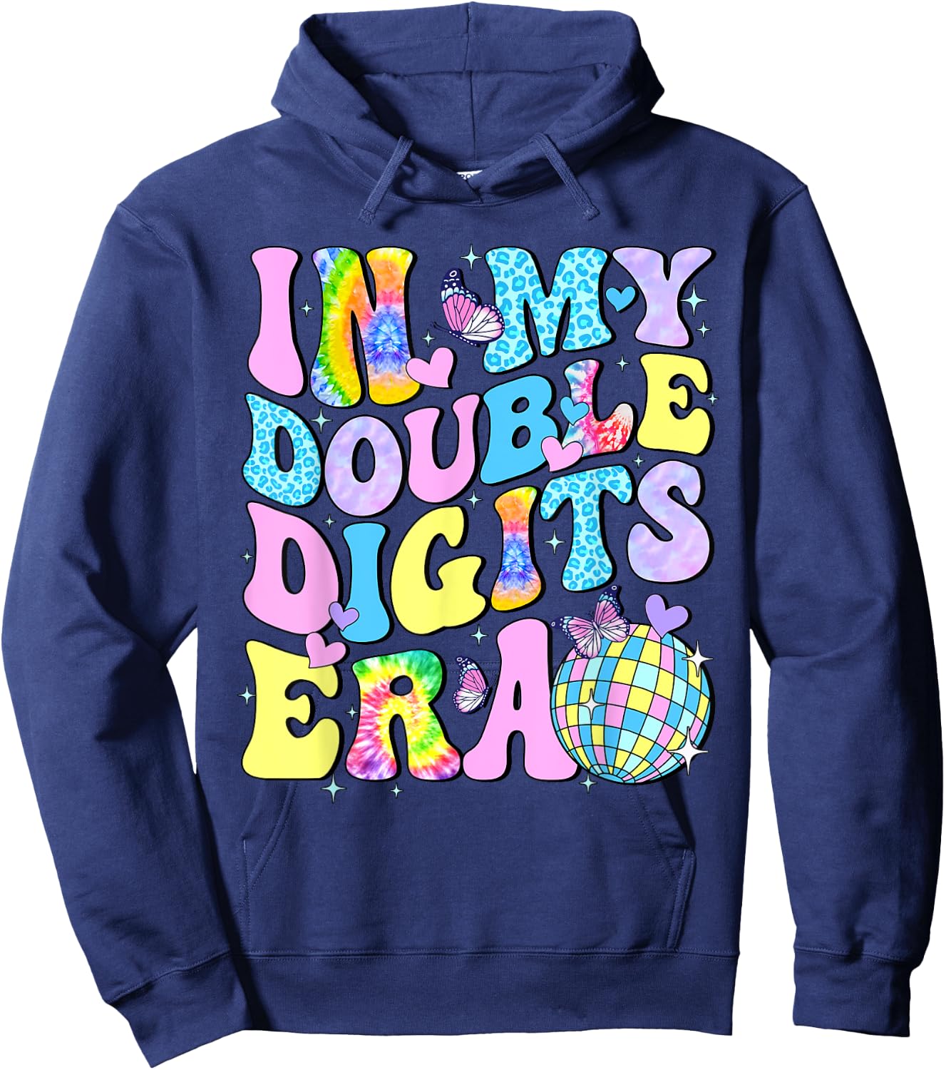 In My Double Digits Era Retro 10th Birthday 10 Years Old Hoodie - Hoodie | Navy
