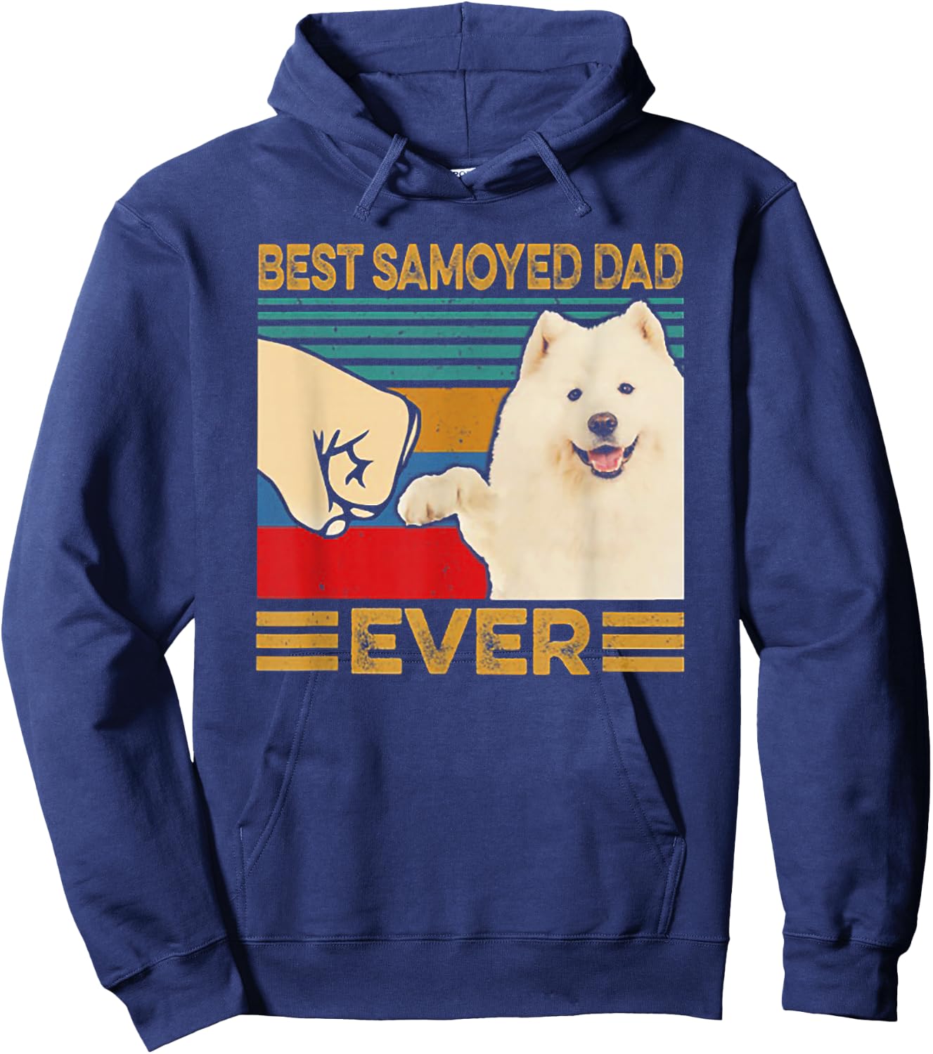 Best Samoyed Dad Ever Retro Vintage Father's Day Gift Hoodie - Hoodie | Navy
