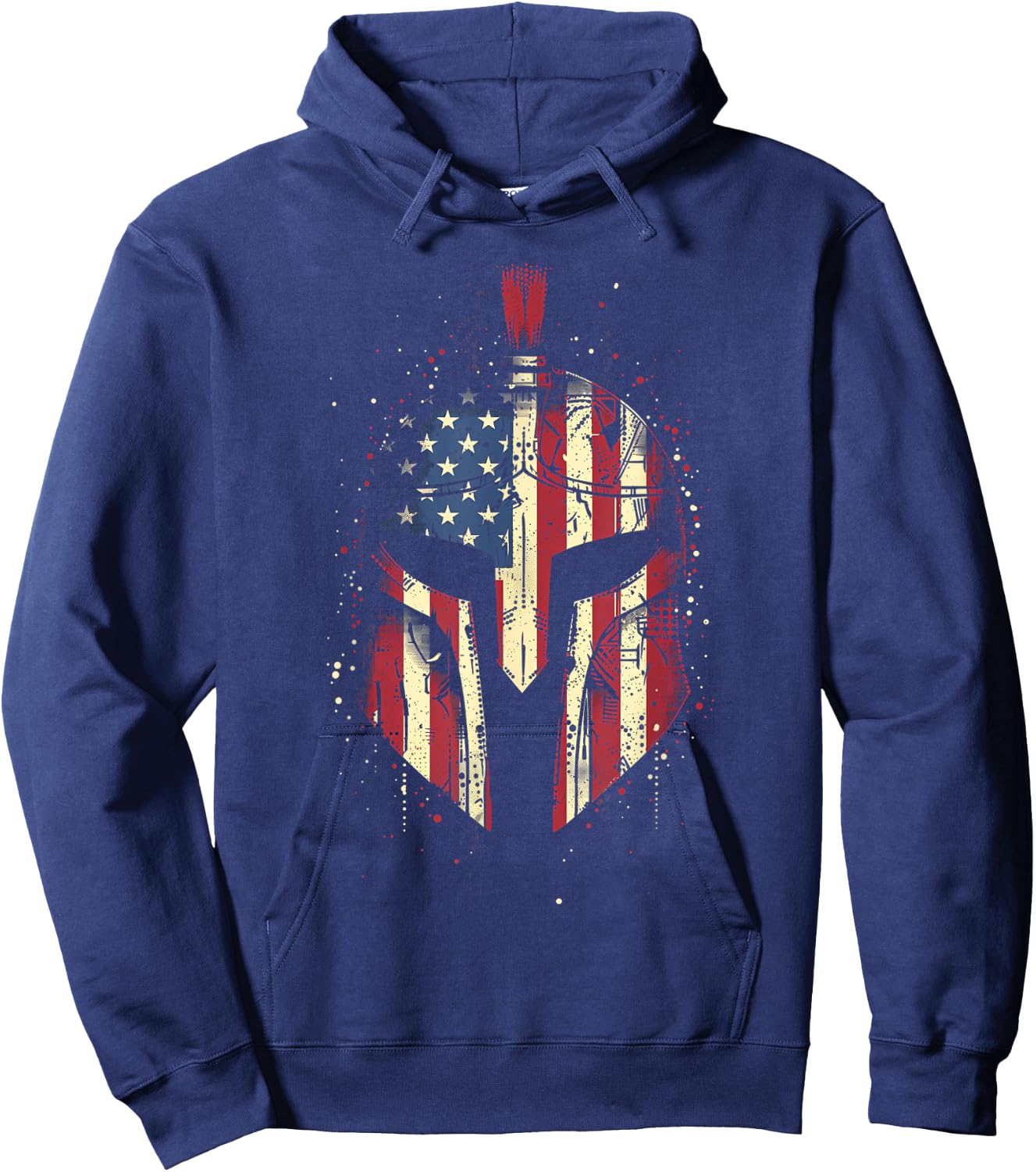 Spartan Helmet USA Flag Patriotic Veteran Grunge Distressed Kids Men Hoodie - Hoodie | Navy