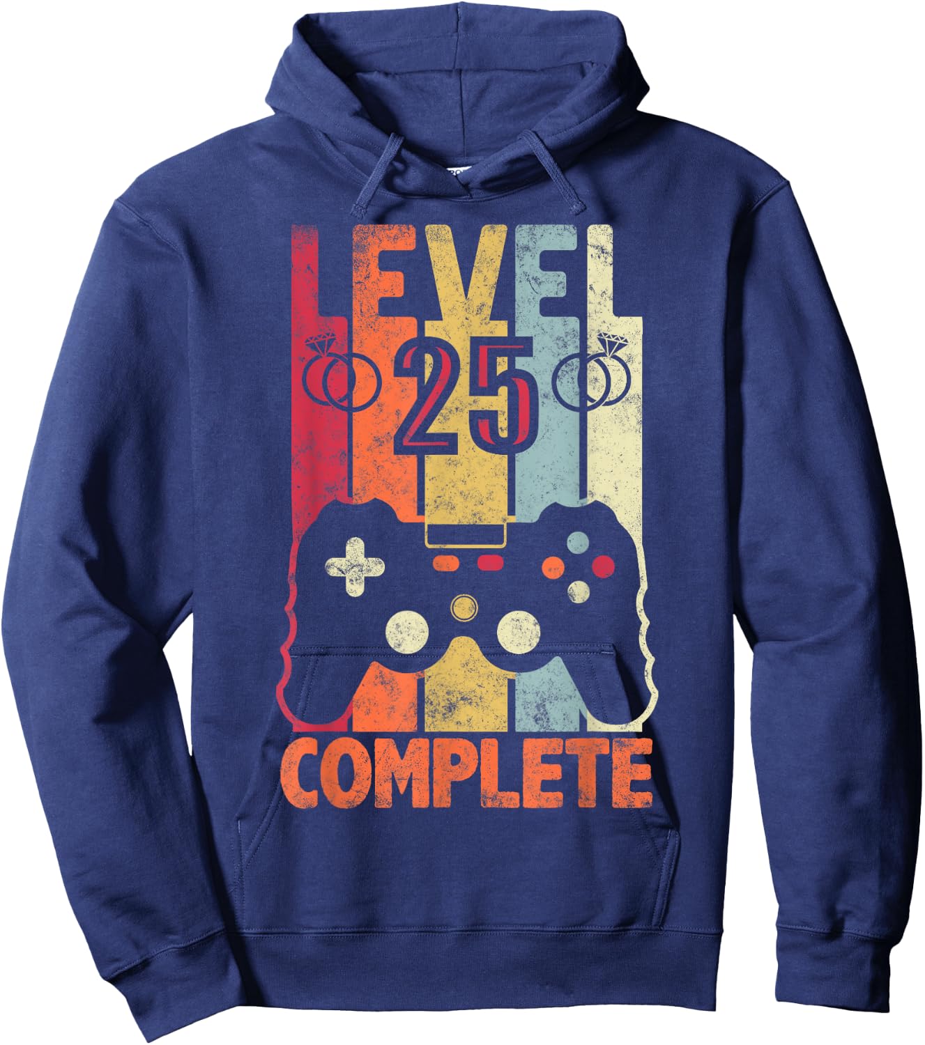 Level 25 Complete retro Vintage 25th Wedding Anniversary Hoodie - Hoodie | Navy