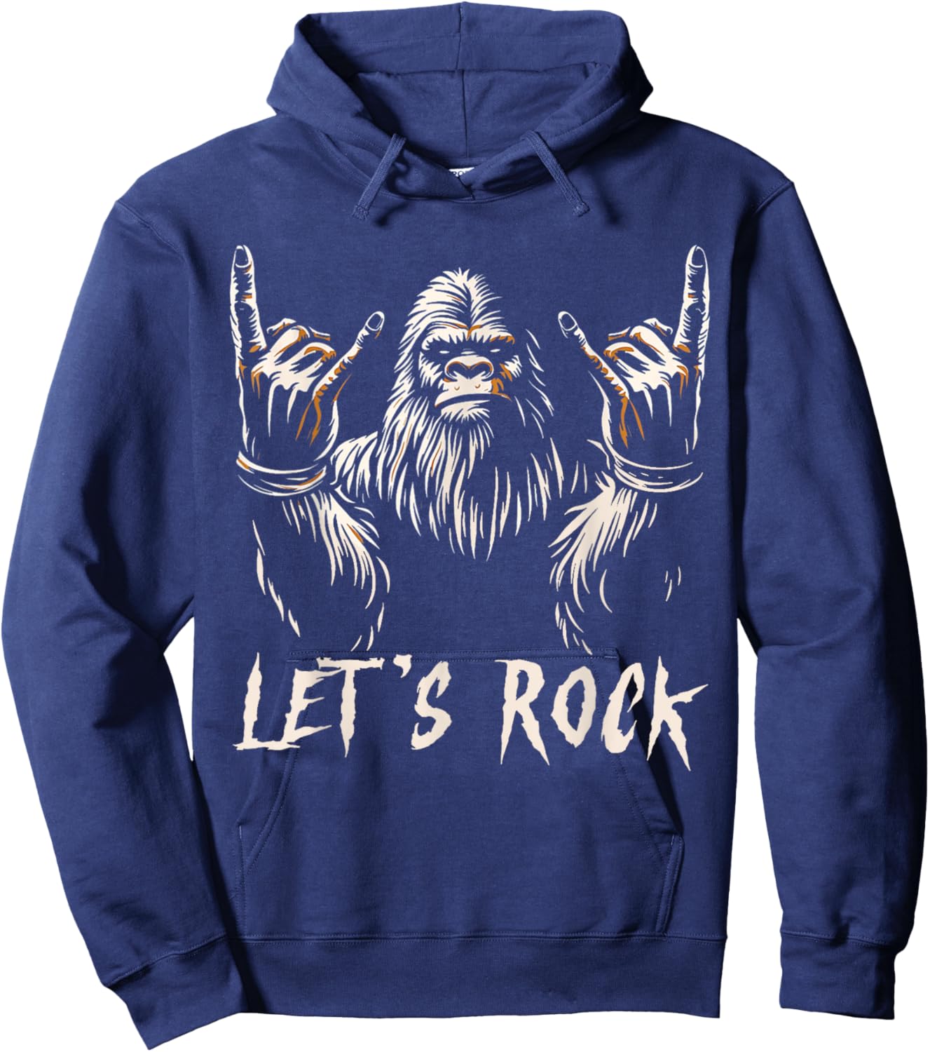 Bigfoot Rock On Funny Sasquatch Rock and Roll Let's Rock Hoodie - Hoodie | Navy