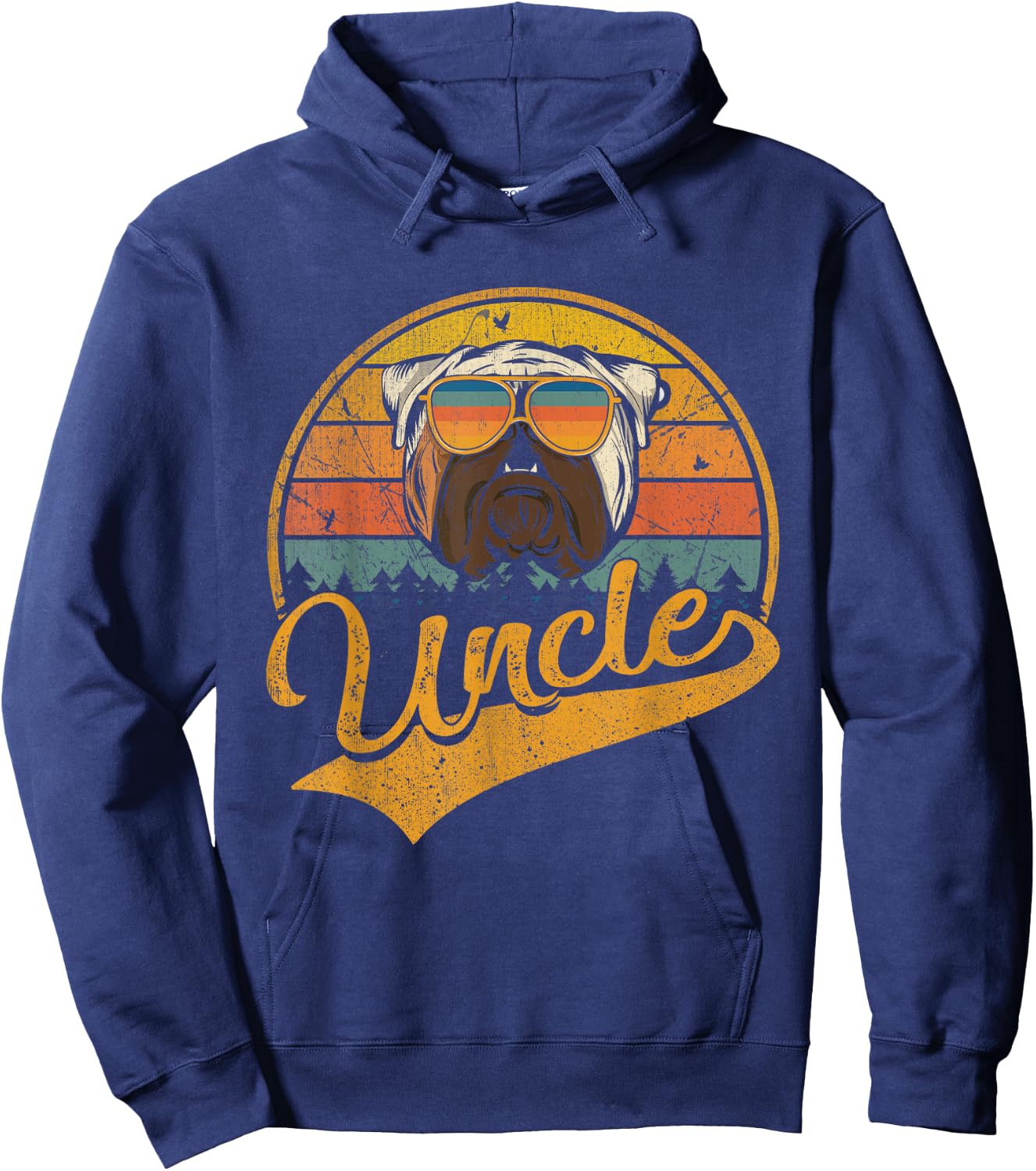 Father's Day Gifts Retro Vintage English Bulldog Uncle Women Girls Kids Hoodie - Hoodie | Navy