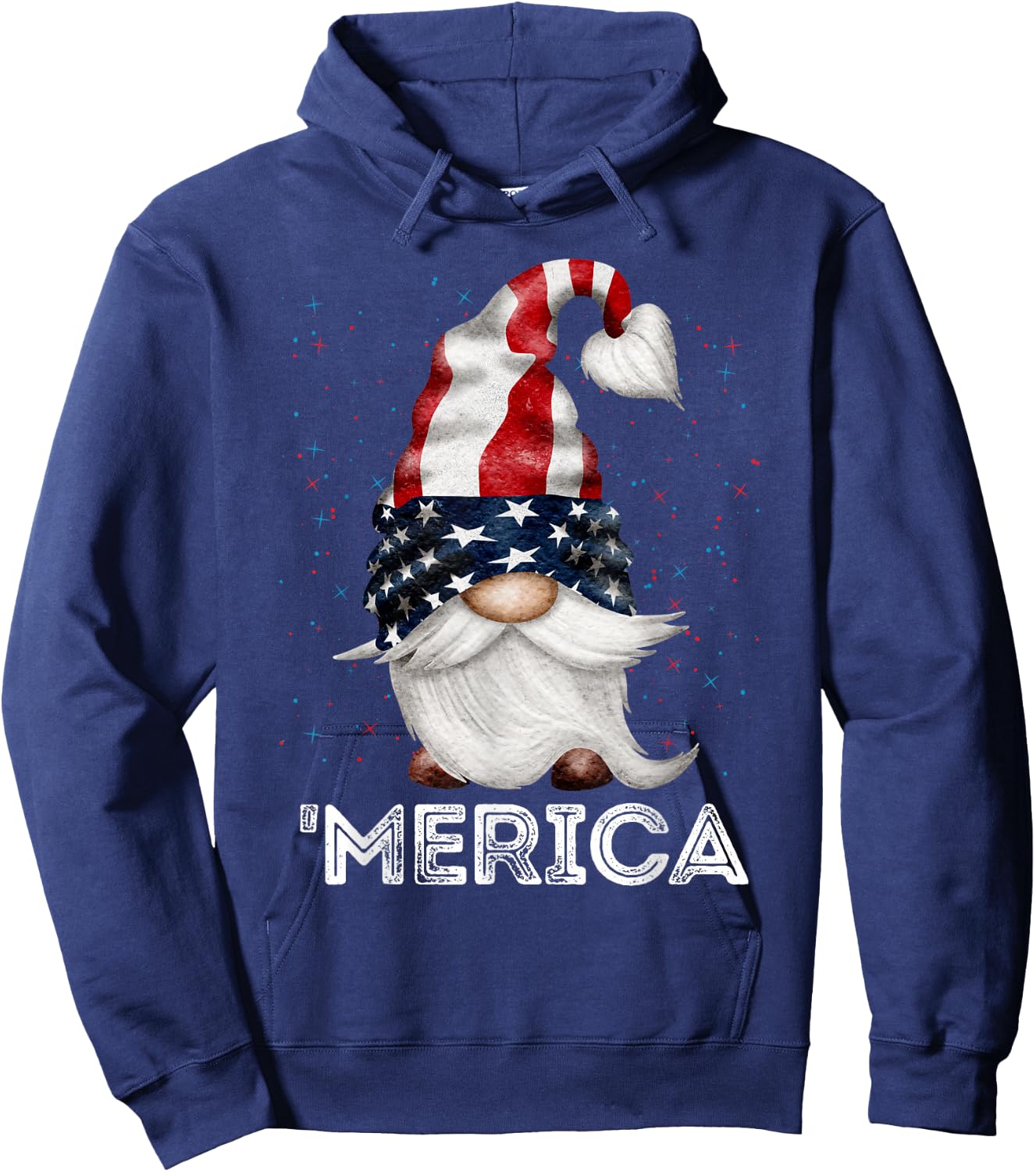 4th of July Patriotic Gnome American Flag Colored Gnome Hoodie - Hoodie | Navy
