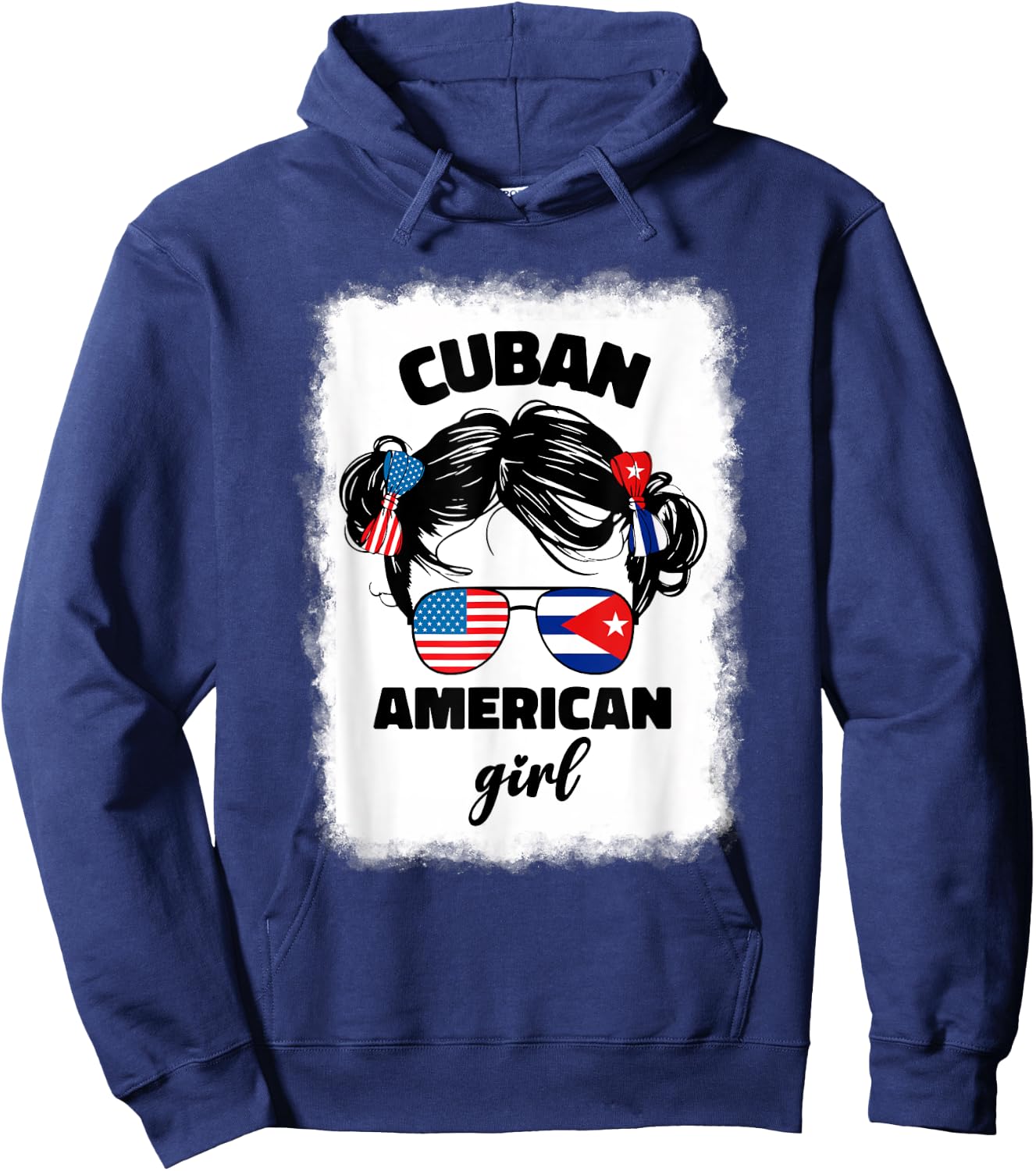 Half Cuban And American America Cuba Usa Flag Kids Girl Cute Hoodie - Hoodie | Navy