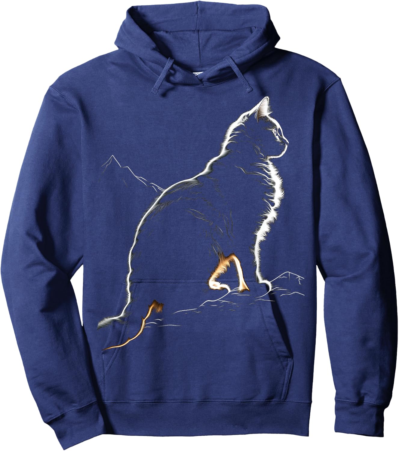 Cat Illustration Drawing Animal Art Graphic Cat Hoodie - Hoodie | Navy