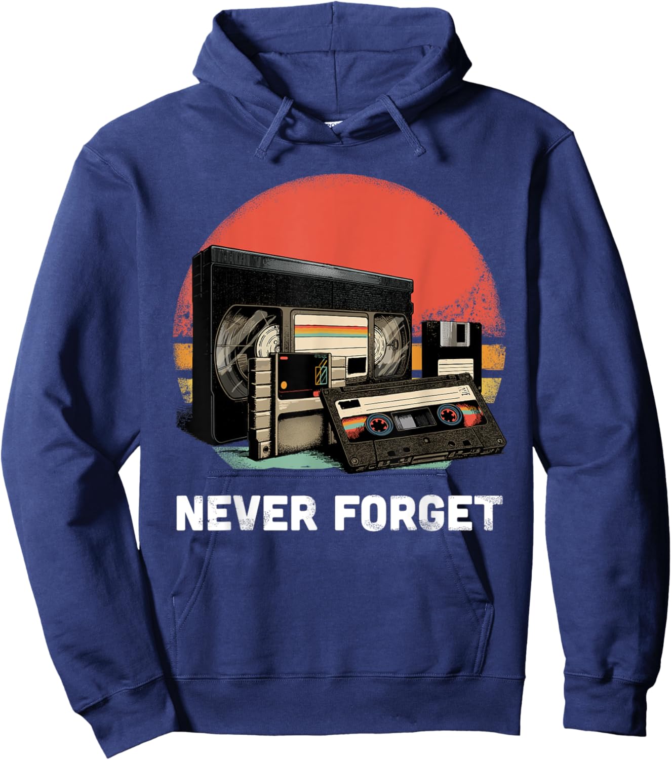 Never Forget Shirt Retro Cassette Tape VHS Gamer 80s 90s Hoodie - Hoodie | Navy