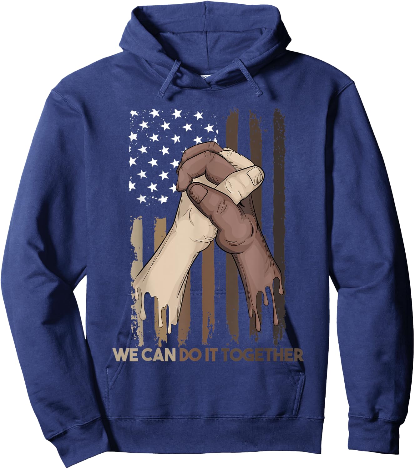 US Flag with Black & American Hands Black Lives Matter BLM Hoodie - Hoodie | Navy