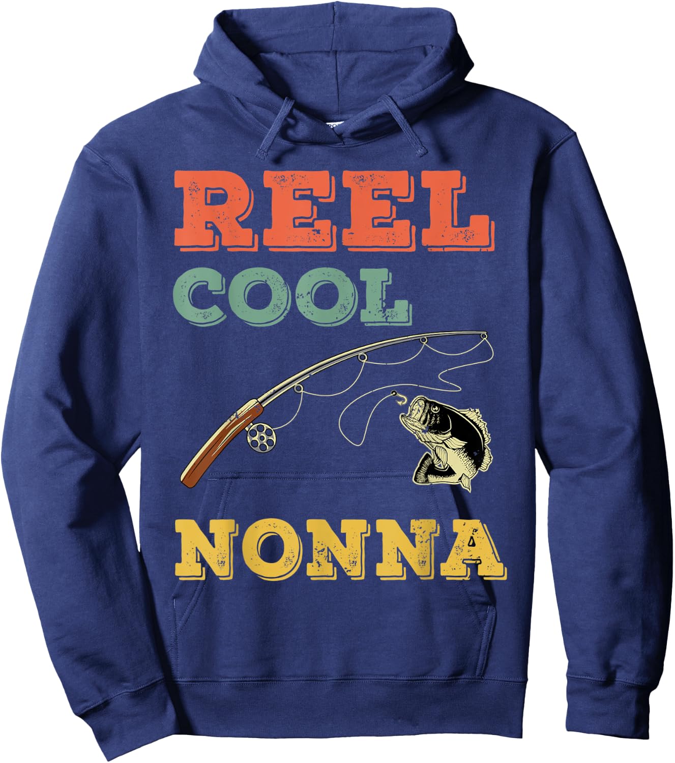 Reel Cool Fish Nonna Fisher Woman Grandma Bass Fishing Hoodie - Hoodie | Navy