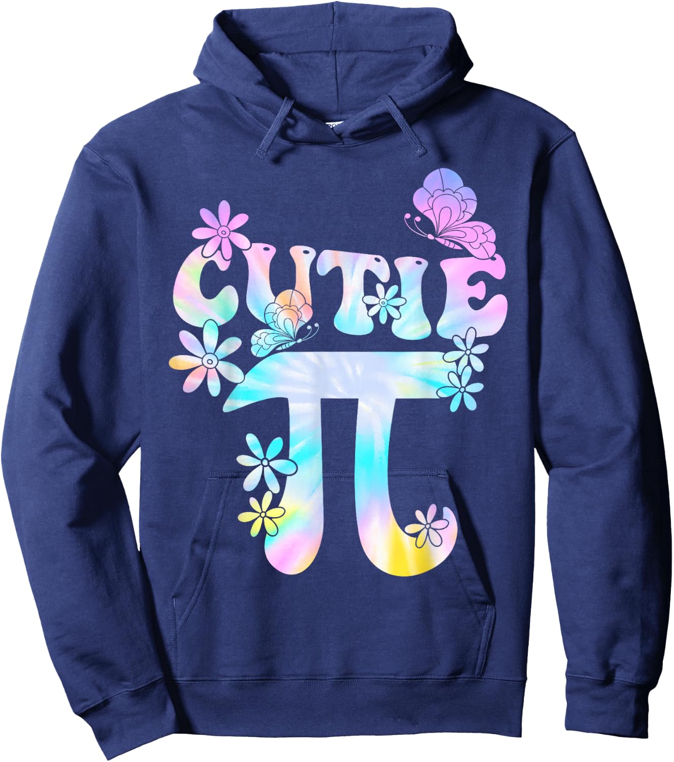 Cutie Pi Tie Dye Cute Happy Pi Day Symbol Math Coach Teacher Hoodie - Hoodie | Navy