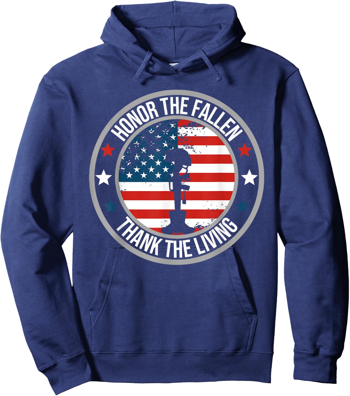 Honor The Fallen Thank The Living Memorial Day Veteran Flag Hoodie - Hoodie | Navy