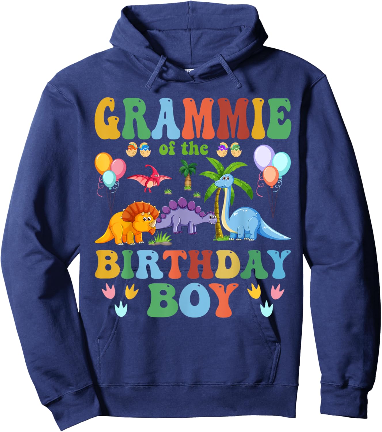 Grammie of the Birthday Boy T-Rex RAWR Dinosaur Birthday boy Hoodie - Hoodie | Navy