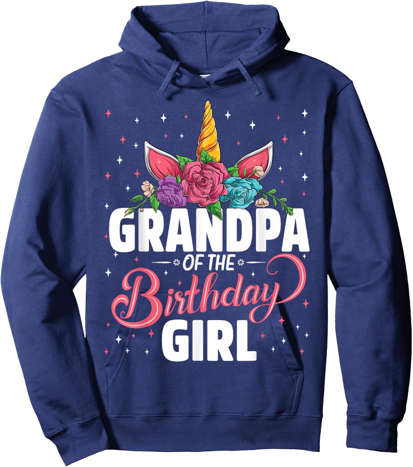 Grandpa Of The Birthday Girl Unicorn Girls Family Matching Hoodie - Hoodie | Navy