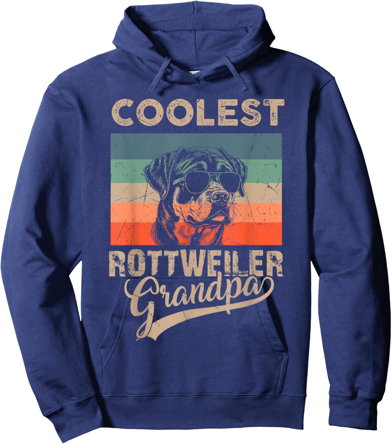 Coolest Rottweiler Grandpa Men Gifts Funny Dog Grandpa Retro Hoodie - Hoodie | Navy