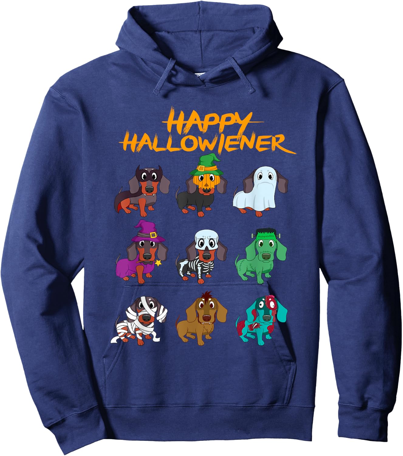 Happy Hallowiener Funny Halloween Daschund Weiner Dog Gift Women Kids Hoodie - Hoodie | Navy