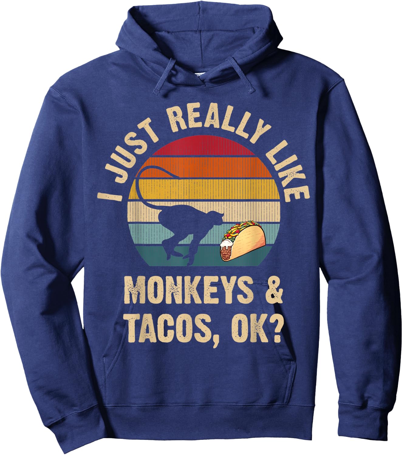 Monkeys and Tacos lover Cinco de mayo Taco Tuesday Cute Hoodie - Hoodie | Navy
