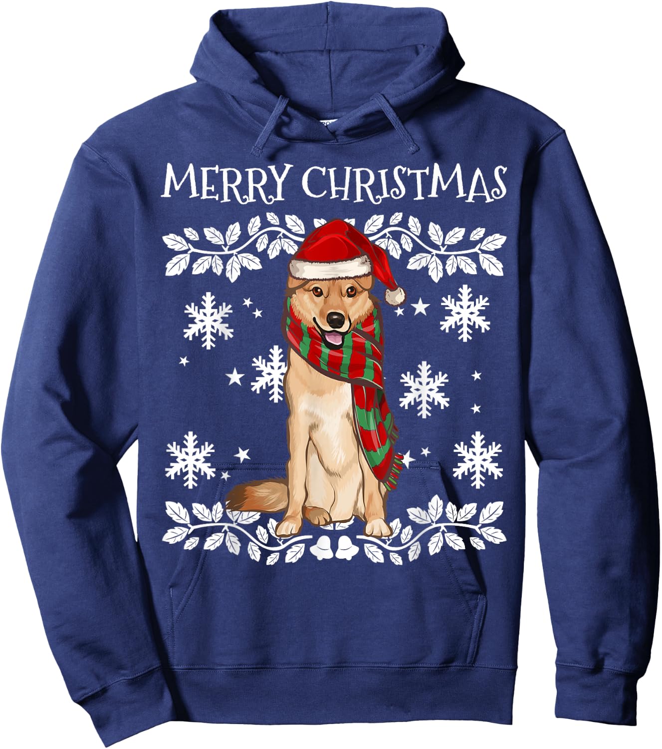 Merry Christmas Ornament Finnish Spitz Xmas Santa Hoodie - Hoodie | Navy