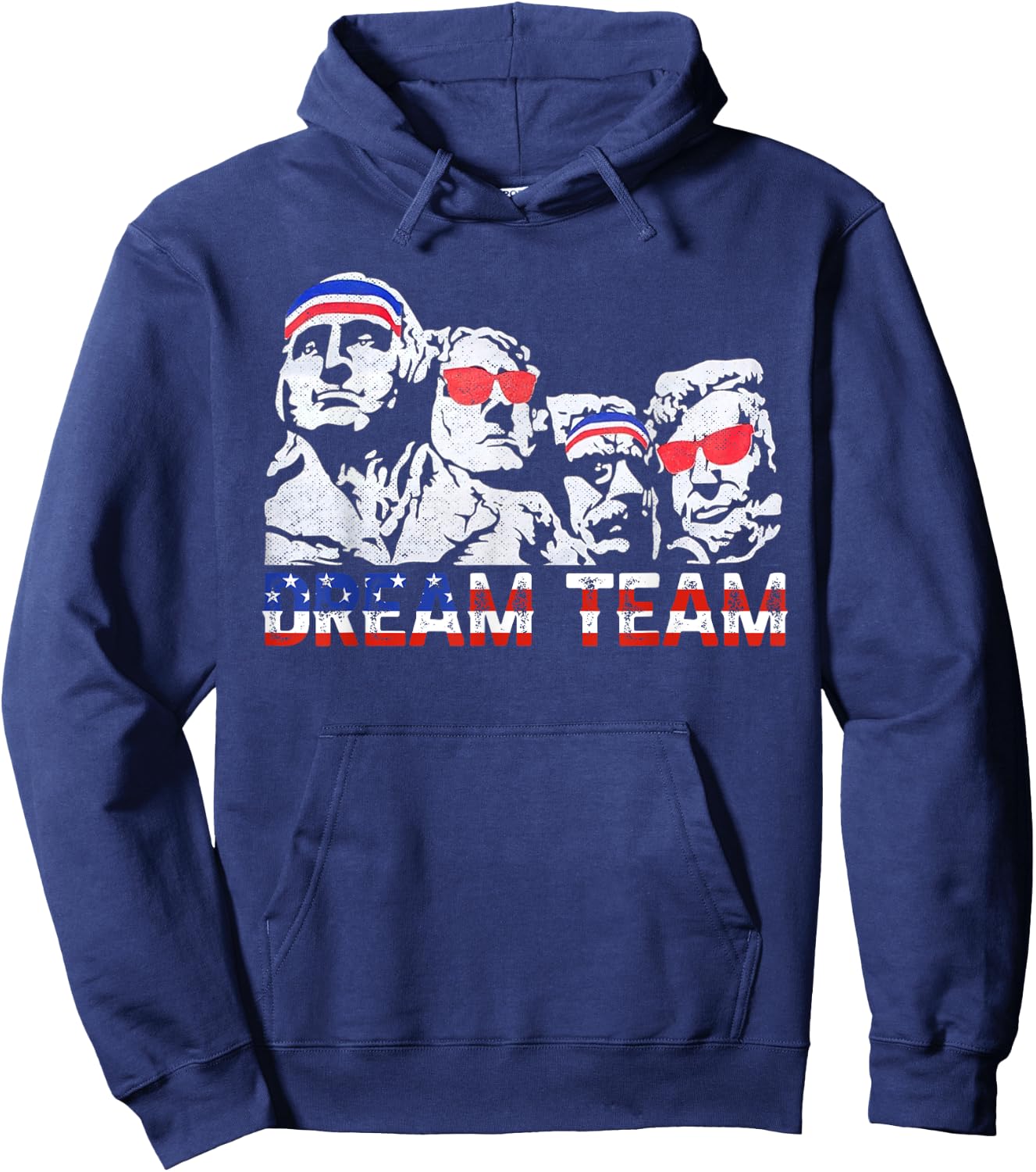American USA Flag Dream Team Funny Patriotic Retro Vintage Women Men Hoodie - Hoodie | Navy