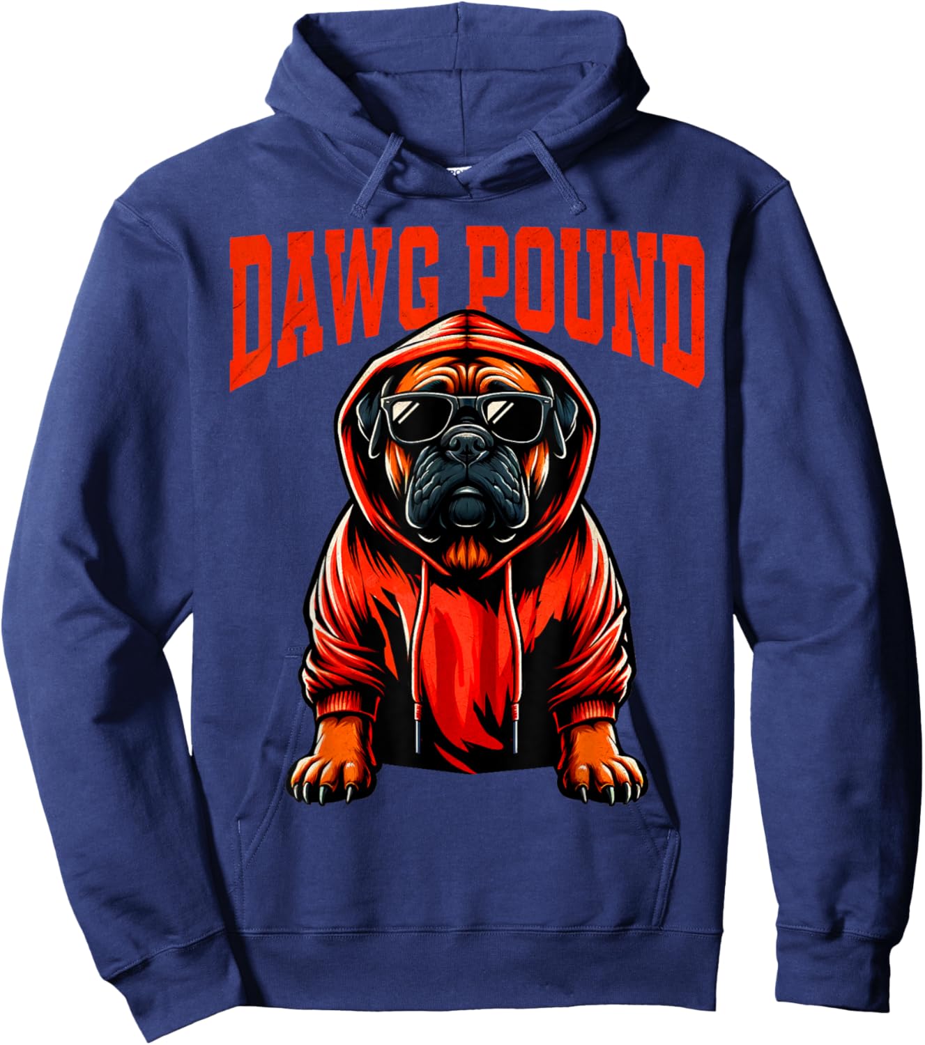 Graphic Last Name Cleveland Gifts | Vintage DAWG Dog Pound , Small, Brown Hoodie - Hoodie | Navy