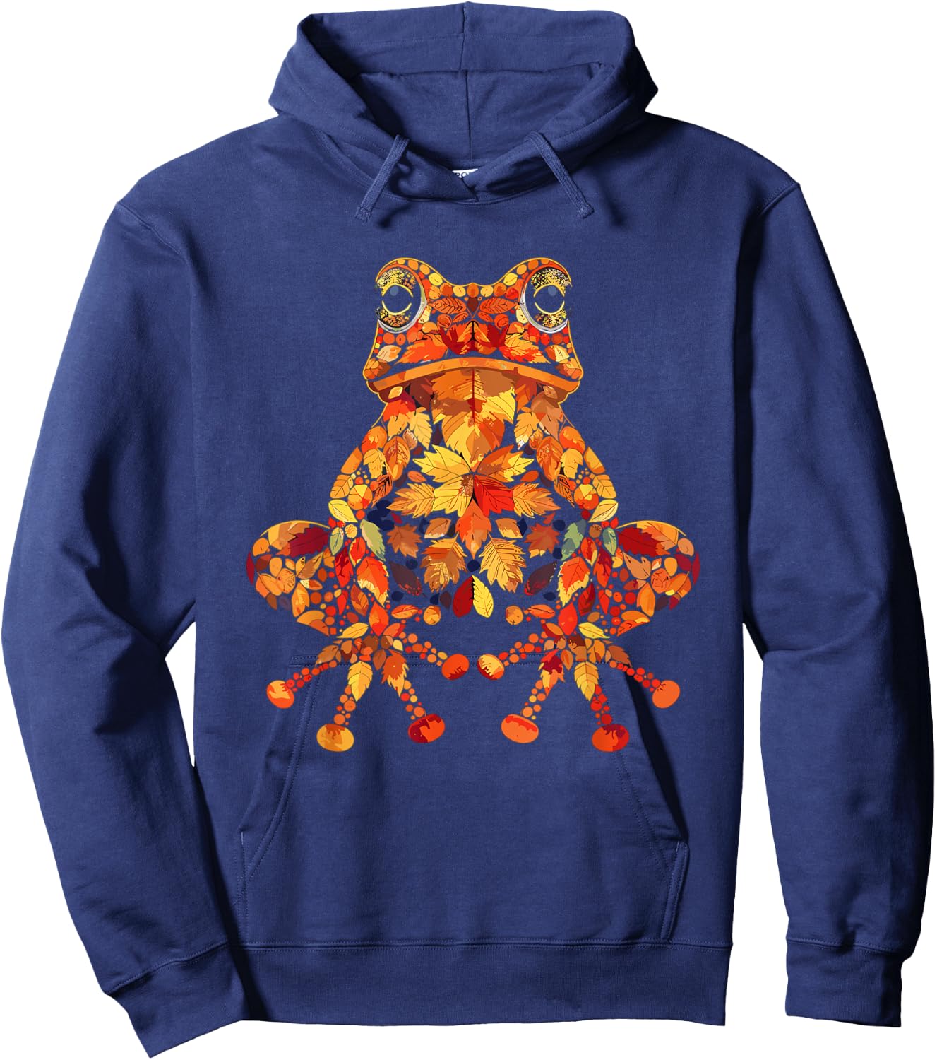 Frog Wildlife Nature Autumn Leaves Fall Hoodie - Hoodie | Navy