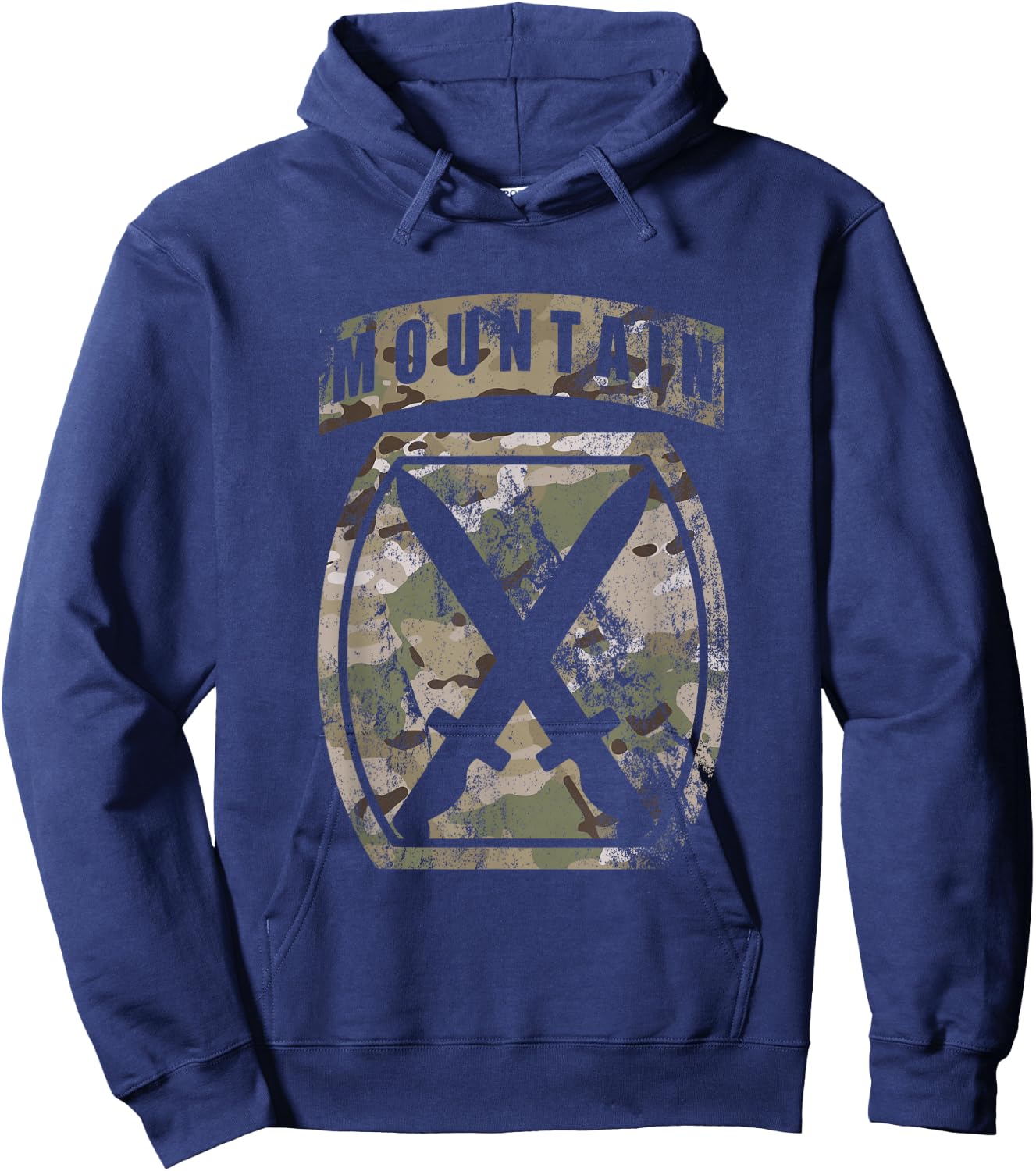 10th Mountain Division Patch - 10th MTN OCP Multicam Camo Hoodie - Hoodie | Navy
