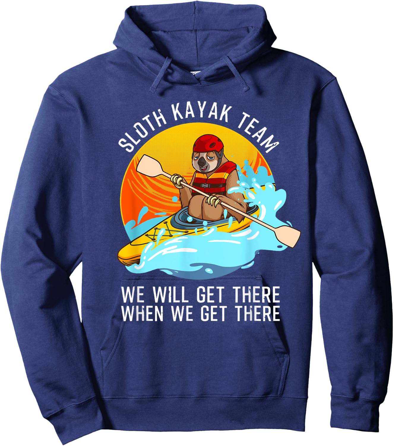 Sloth Kayak Team Funny Kayaking Gift Women Paddling Hoodie - Hoodie | Navy