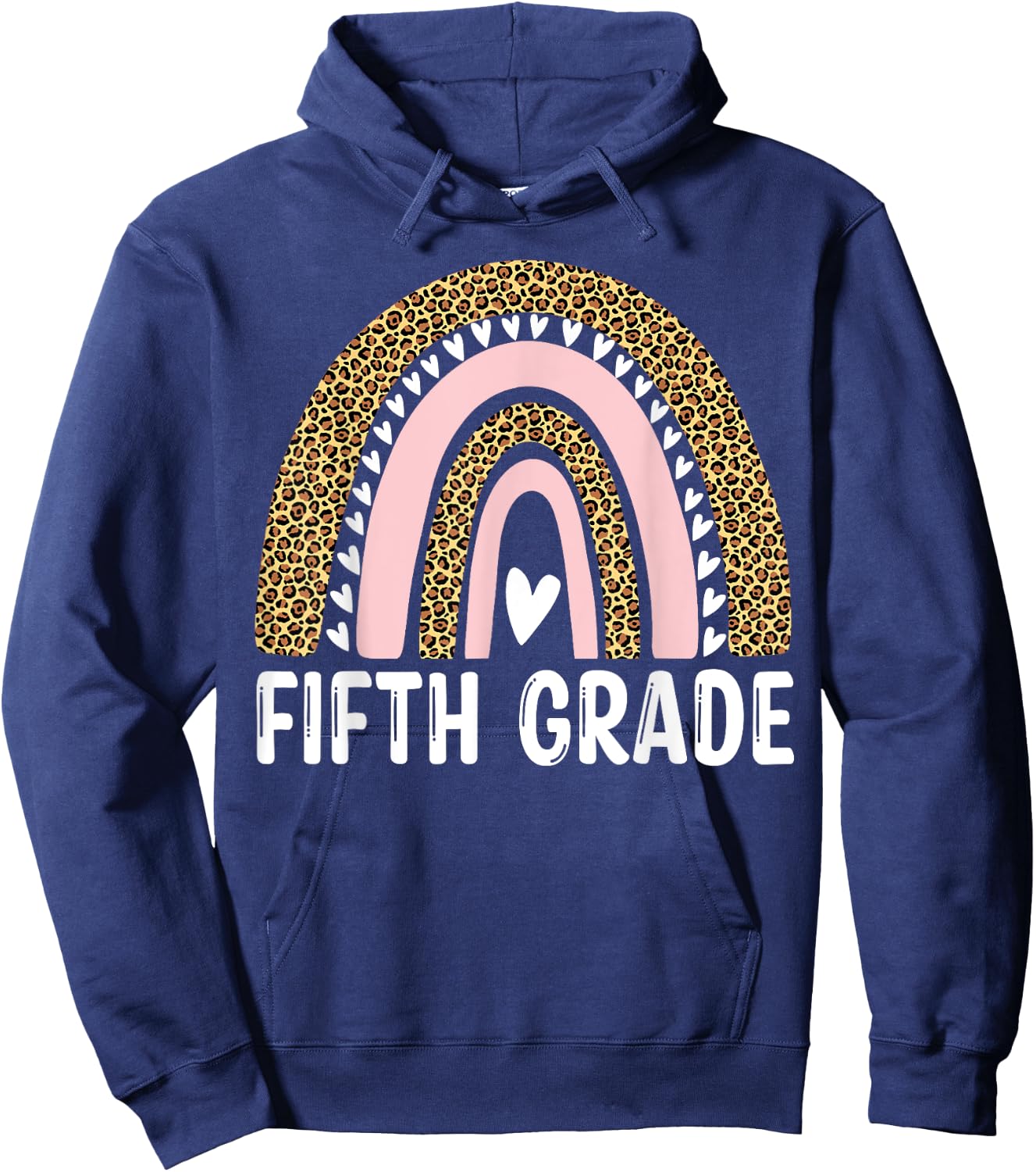 Fifth Grade Teacher Student Team Leopard Back To School Women Kids Hoodie - Hoodie | Navy