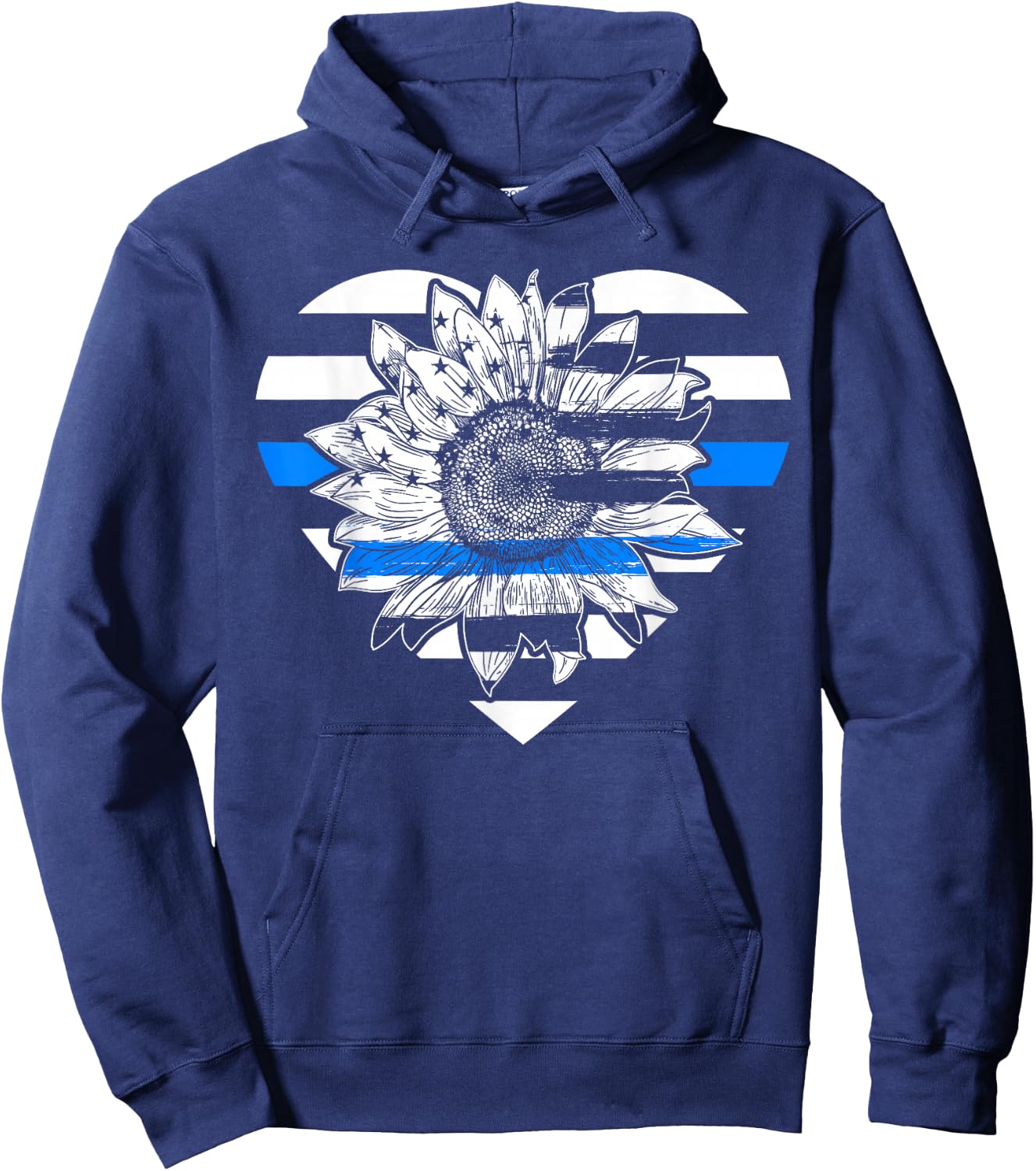 Thin Blue Line Sunflower Law Enforcement Police Officer Cop Hoodie - Hoodie | Navy