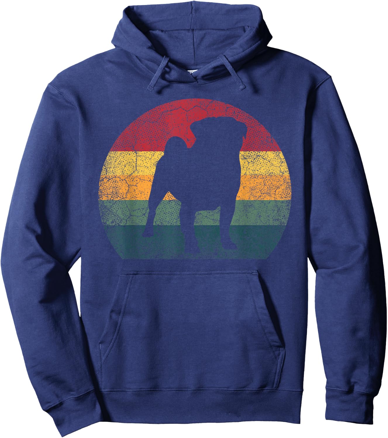 Pug Dog Vintage Distressed Retro Style Men Women Kids Gift Hoodie - Hoodie | Navy